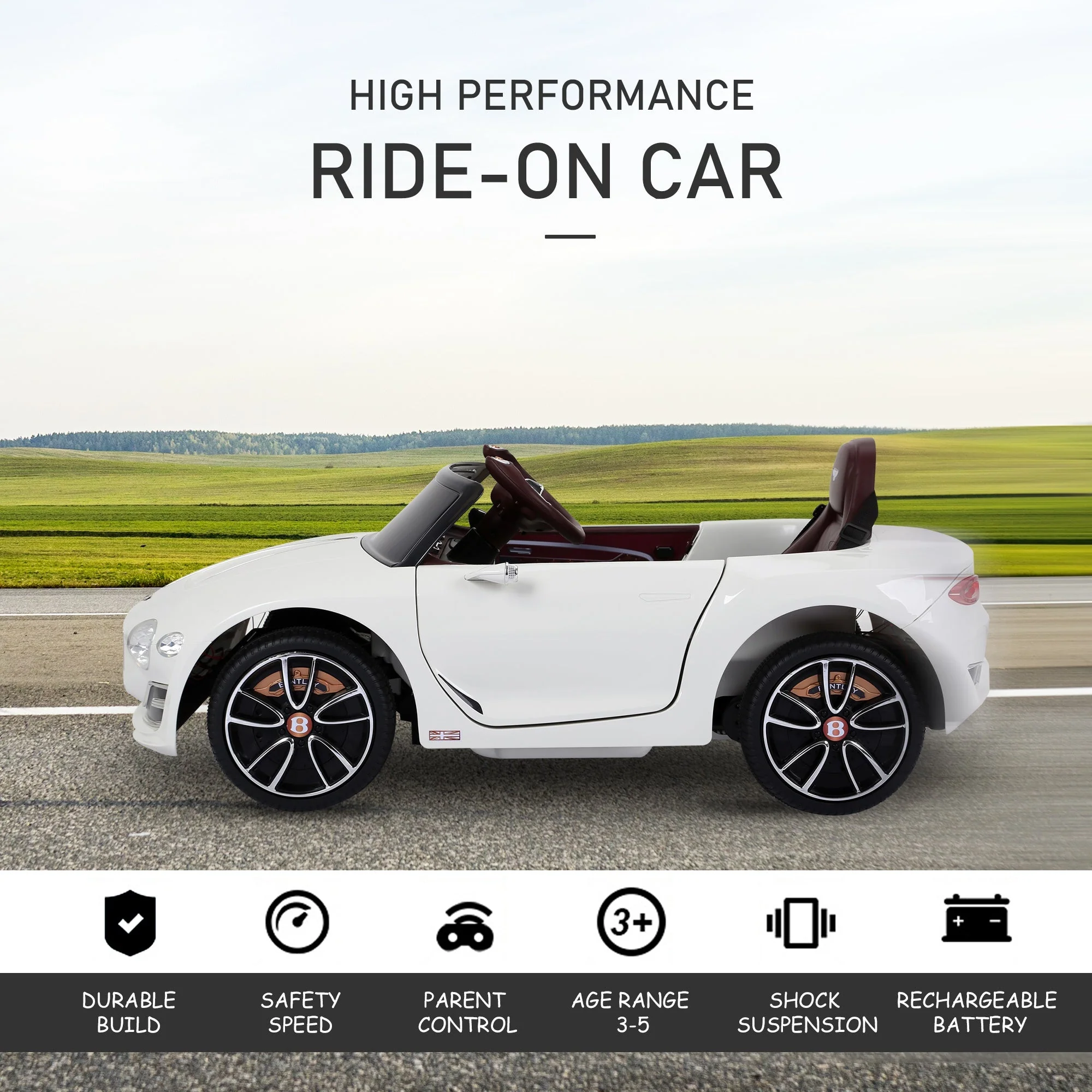 Kids Electric Car Kids Ride on Toys W/ LED Lights-White - Image 7