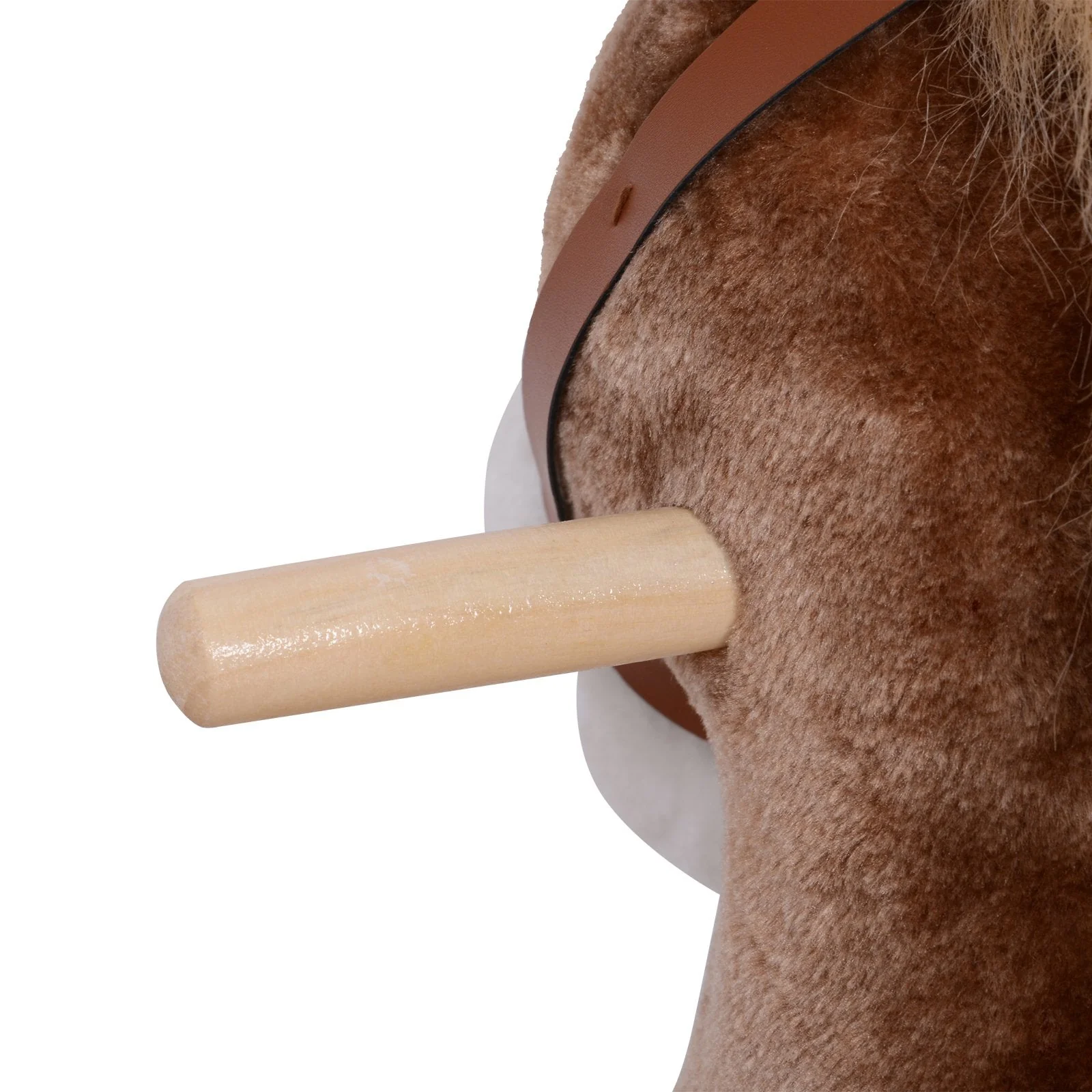 Kids Plush Rocking Horse-Brown/White - Image 8