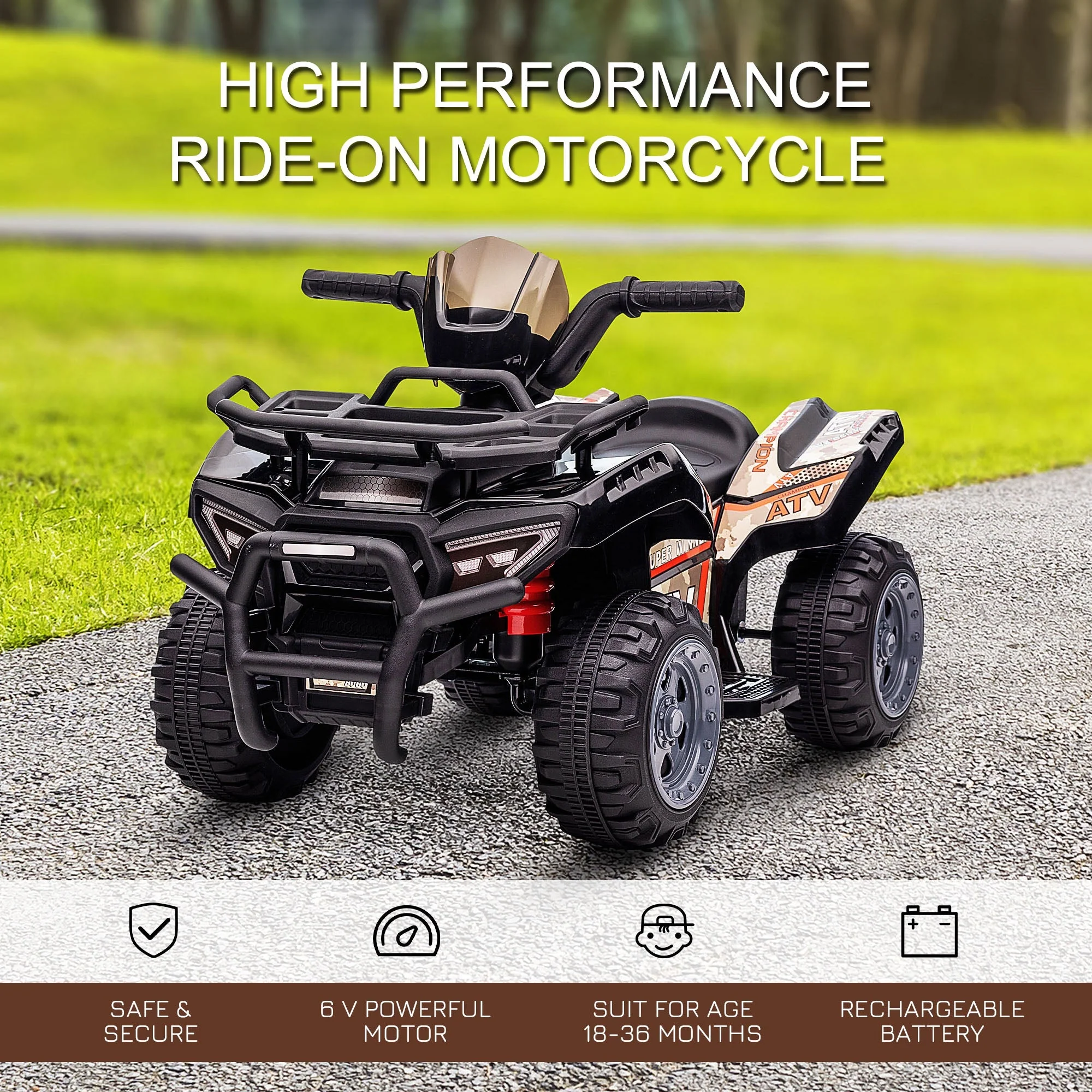 Kids Ride-on Four Wheeler ATV Car with Real Working Headlights for 18-36M - Image 4