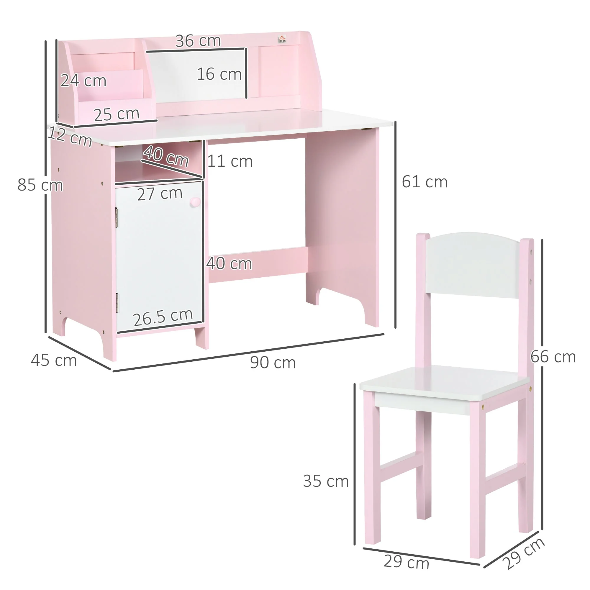 Kids Table and Chair Set Two-Piece Table and Chair Set Multi Use Toddler Furniture w/ Whiteboard - Pink - Image 2
