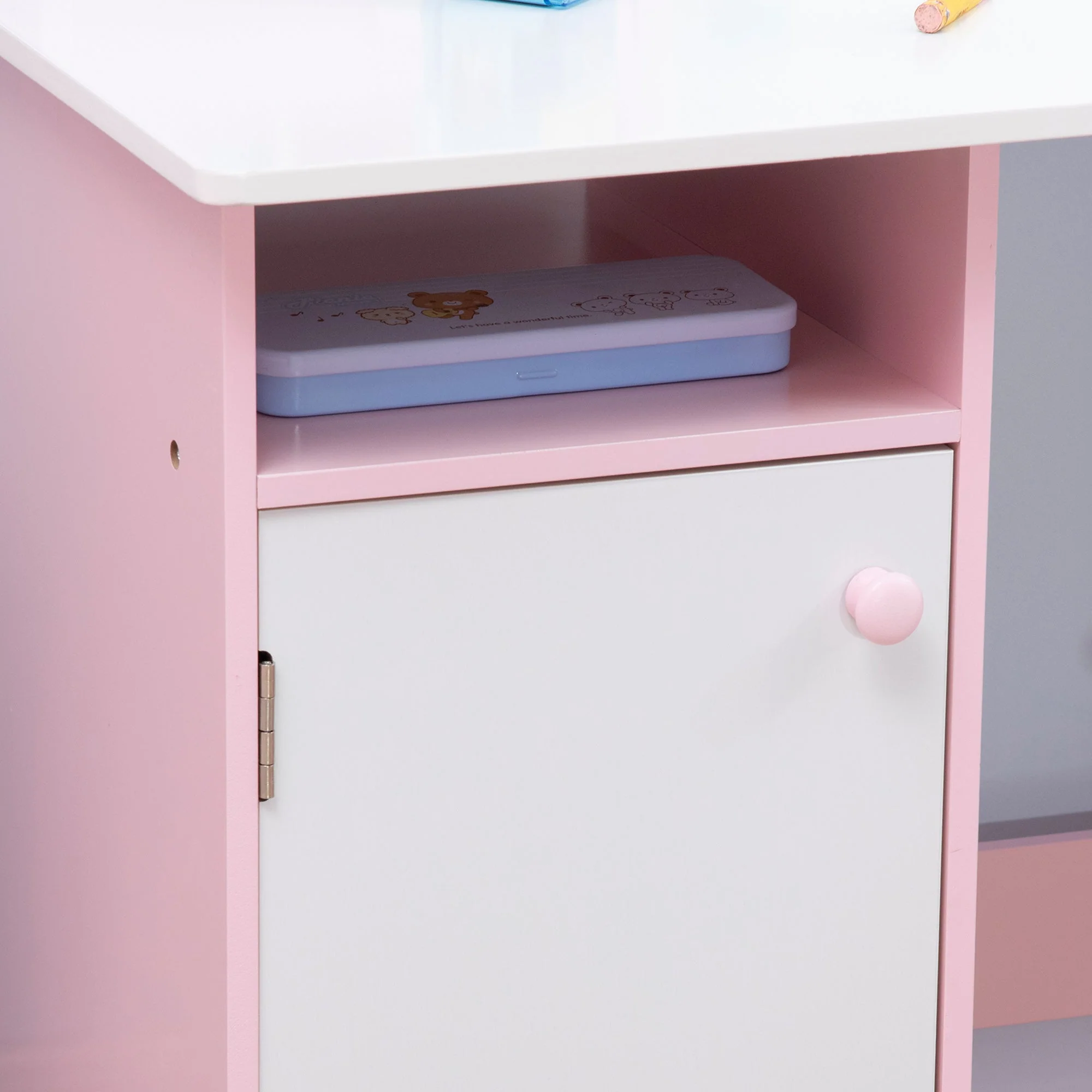 Kids Table and Chair Set Two-Piece Table and Chair Set Multi Use Toddler Furniture w/ Whiteboard - Pink - Image 6