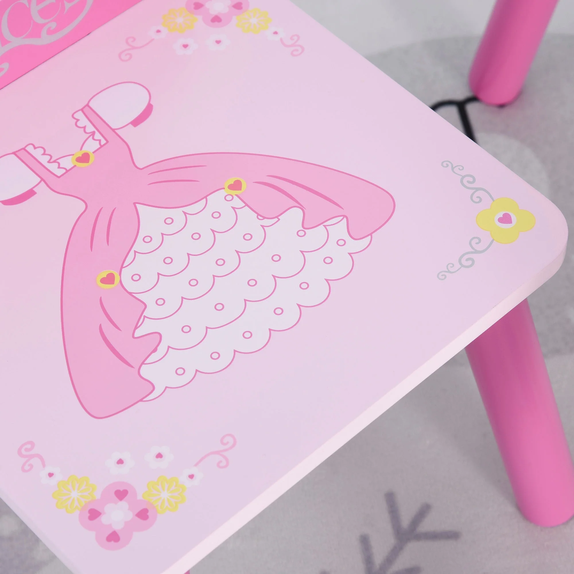 Kids Three-Piece Table and Chairs Set Pink - Image 5