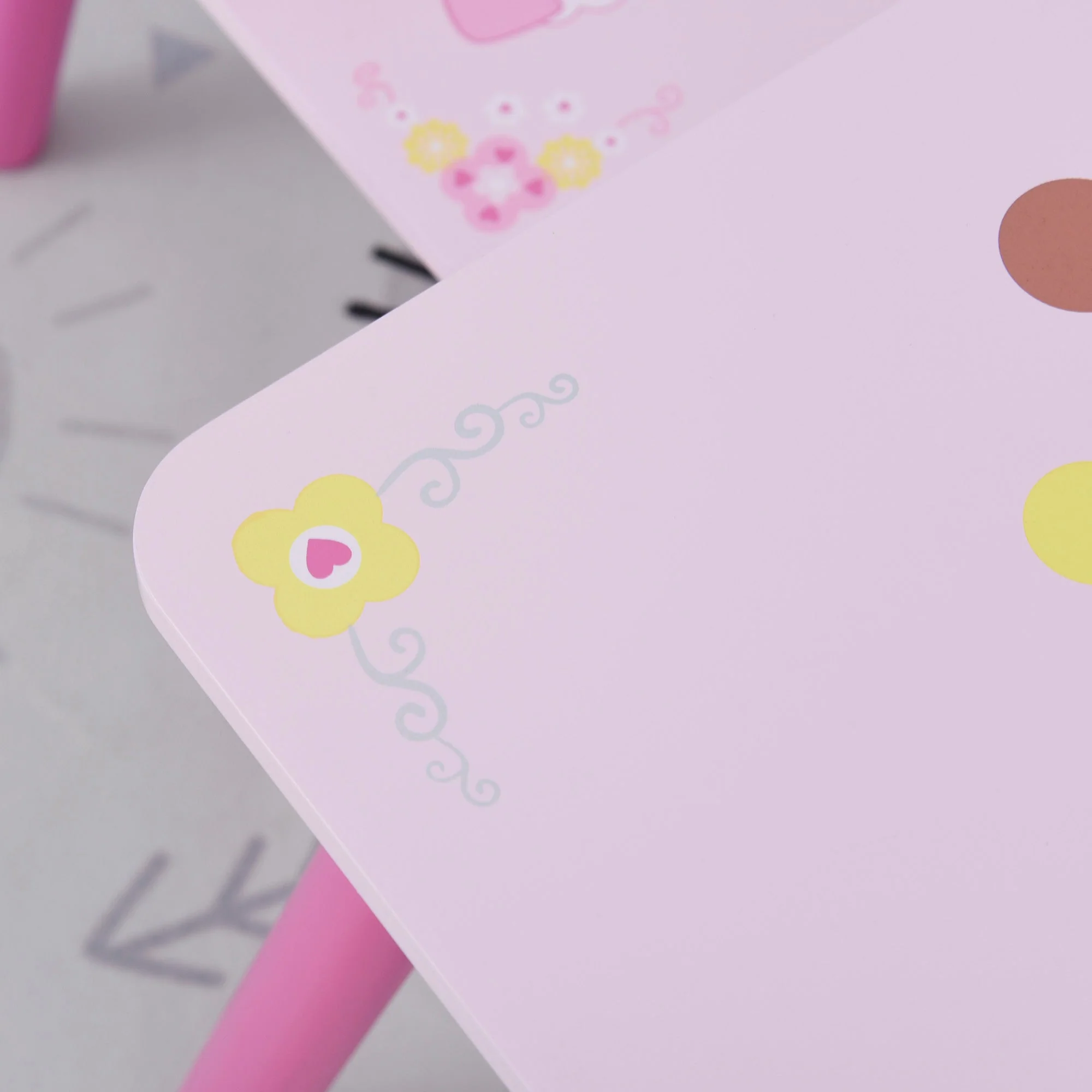 Kids Three-Piece Table and Chairs Set Pink - Image 8