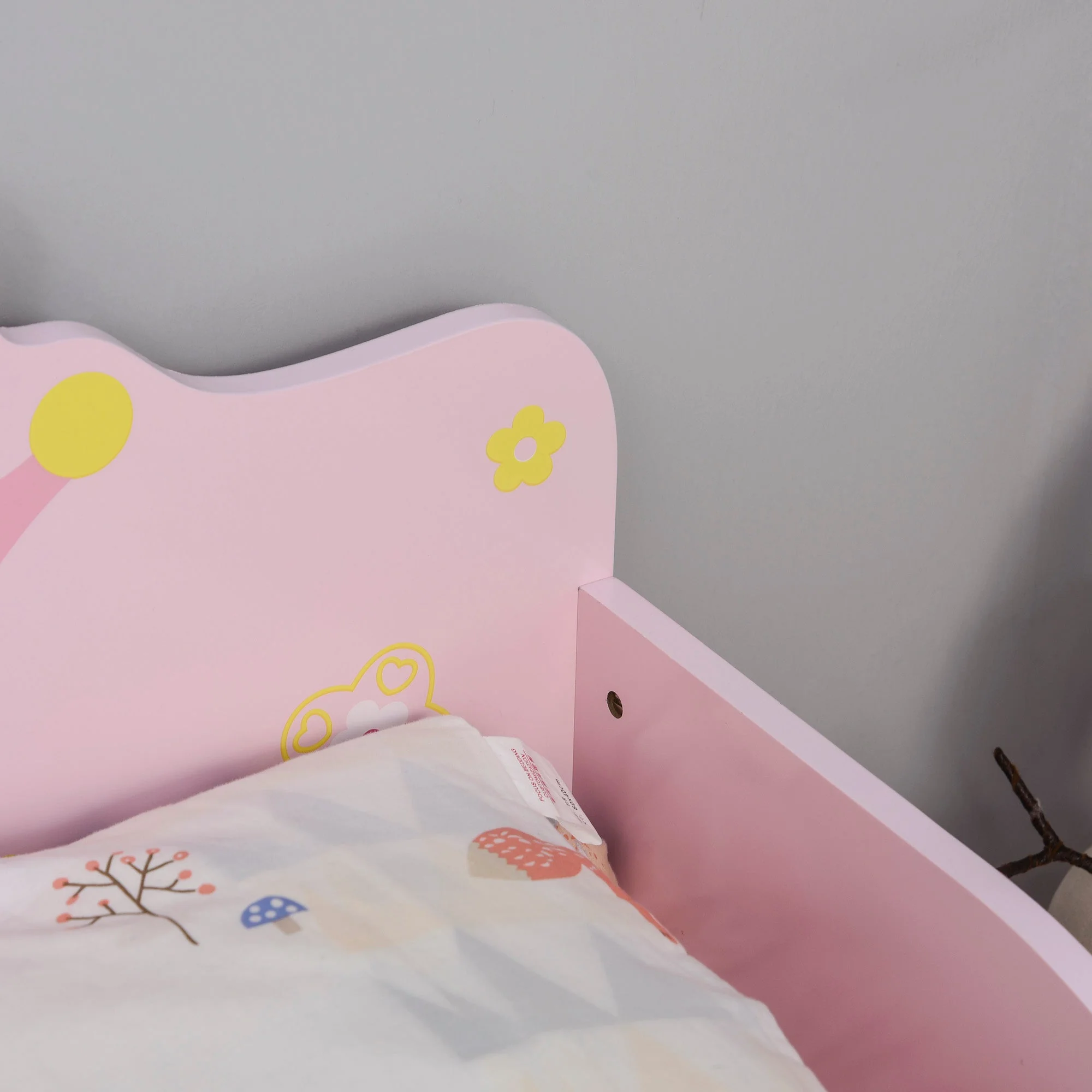 Kids Toddler Bed Princess Crown Theme Safety Side Rails Slats Home Bedroom Furniture Boys Girls 3-6 Yrs Pink 143 x 73 x 60 cm - Image 8