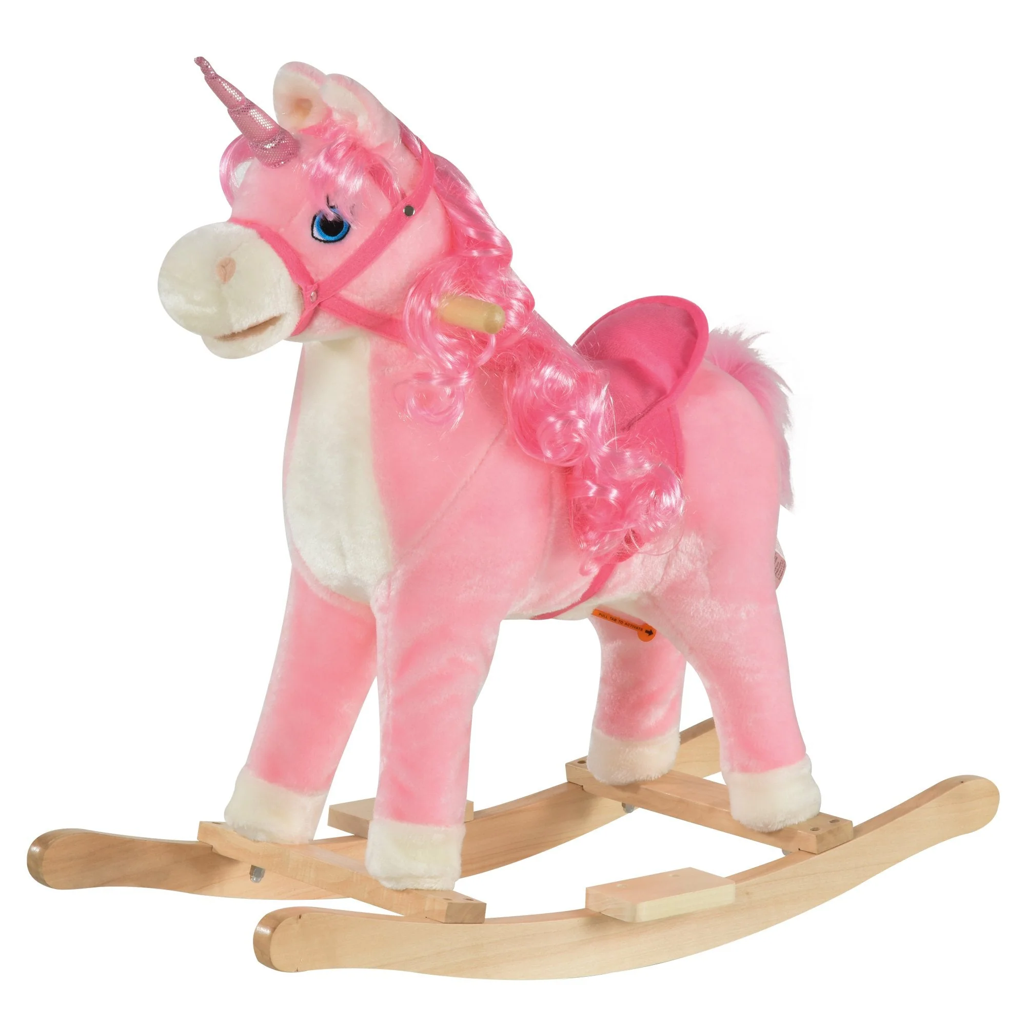 Kids Unicorn Plush Rocking Ride On w/ Sound Pink - Image 2