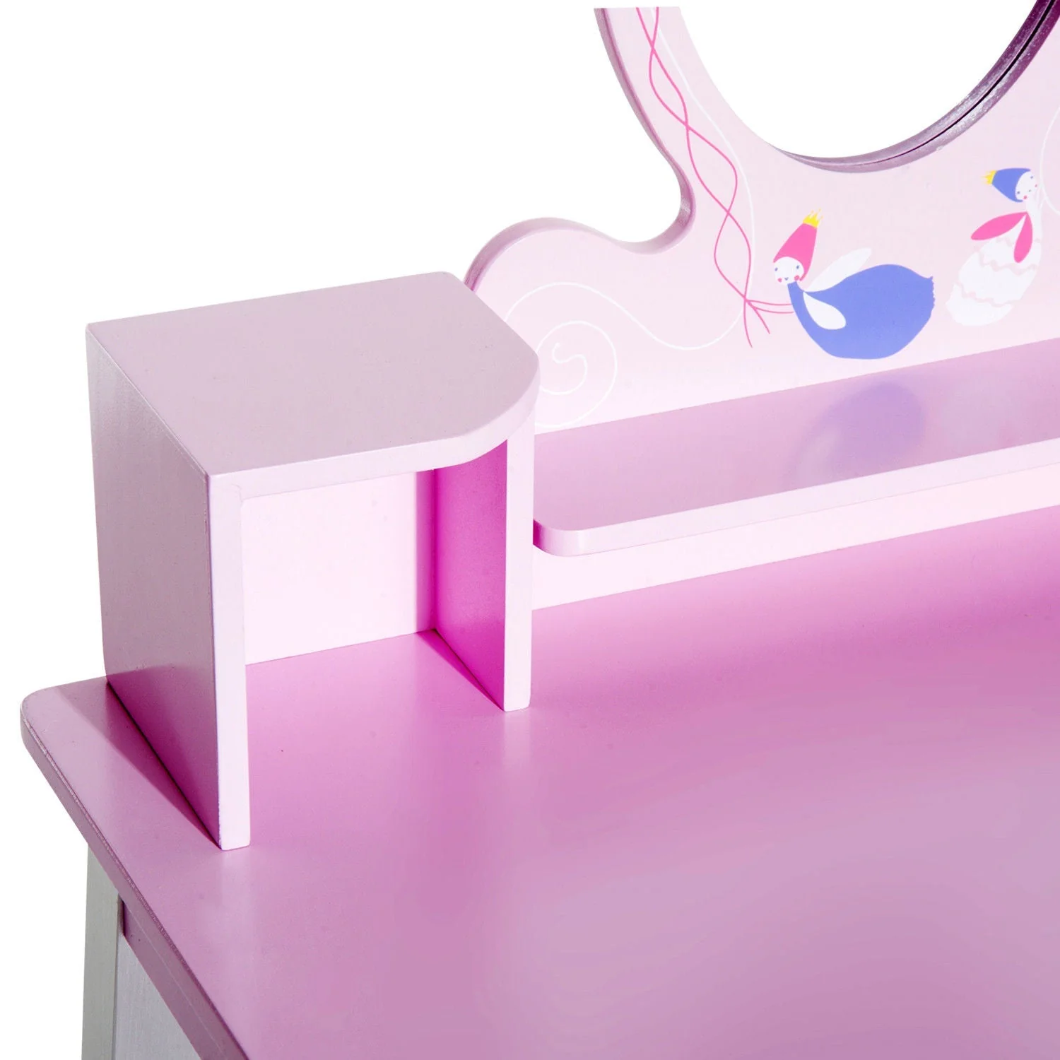 Kids Wooden Dressing Table and Stool Make Up Desk Pink - Image 9