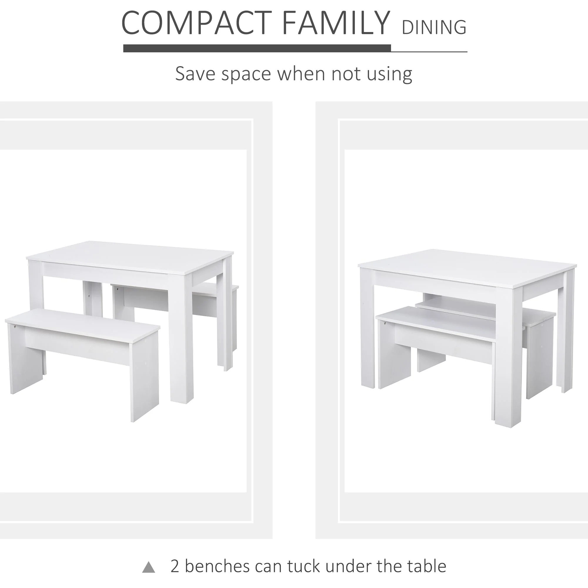 Kitchen Dining Table and 2 Benches Set - Image 5