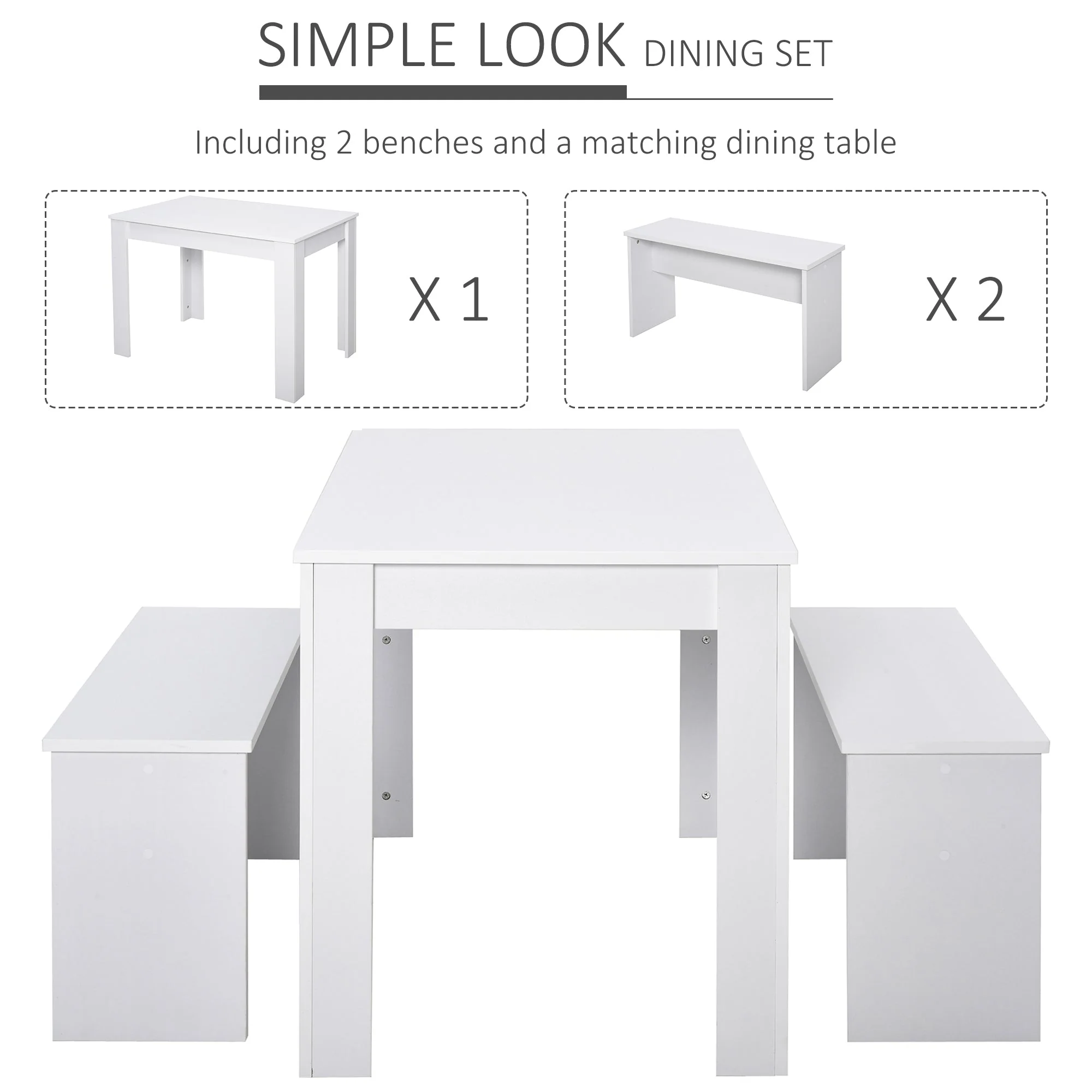 Kitchen Dining Table and 2 Benches Set - Image 6