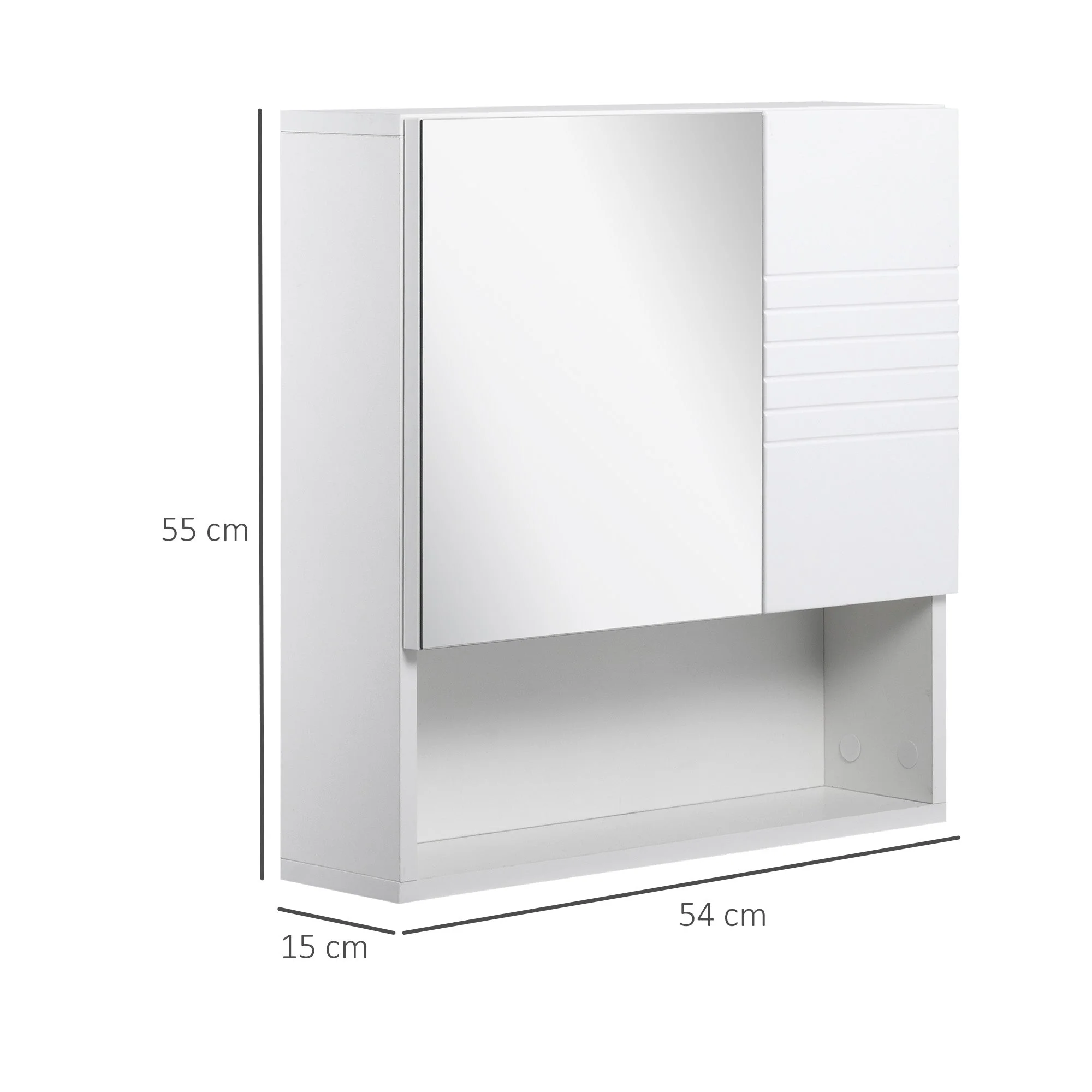 kleankin Bathroom Mirror Cabinet Wall-Mounted Storage w/ Double Door Adjustable Shelf - White - Image 3