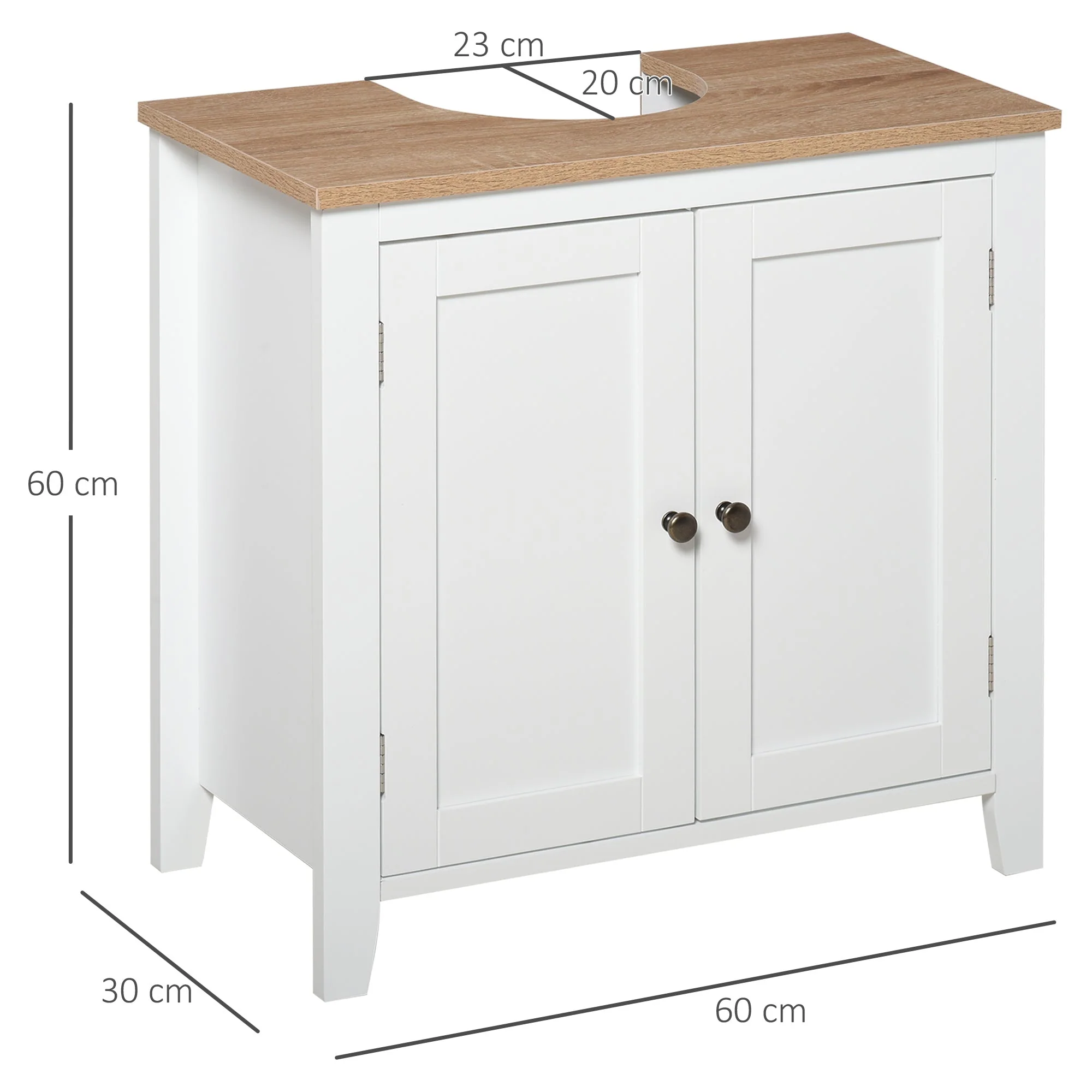 kleankin Bathroom Pedestal Under Sink Cabinet Storage Standing Unit w/ 2 Door Space Saver - Image 2