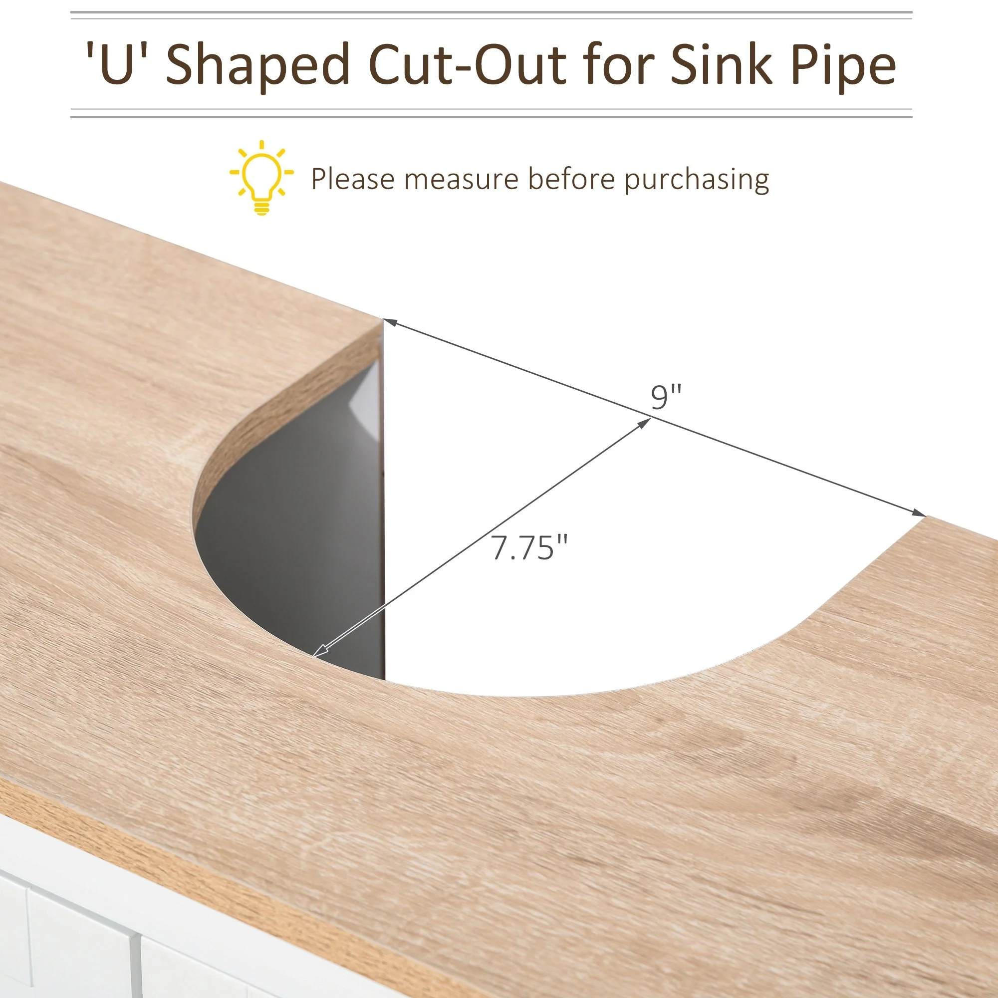 kleankin Bathroom Pedestal Under Sink Cabinet Storage Standing Unit w/ 2 Door Space Saver - Image 5