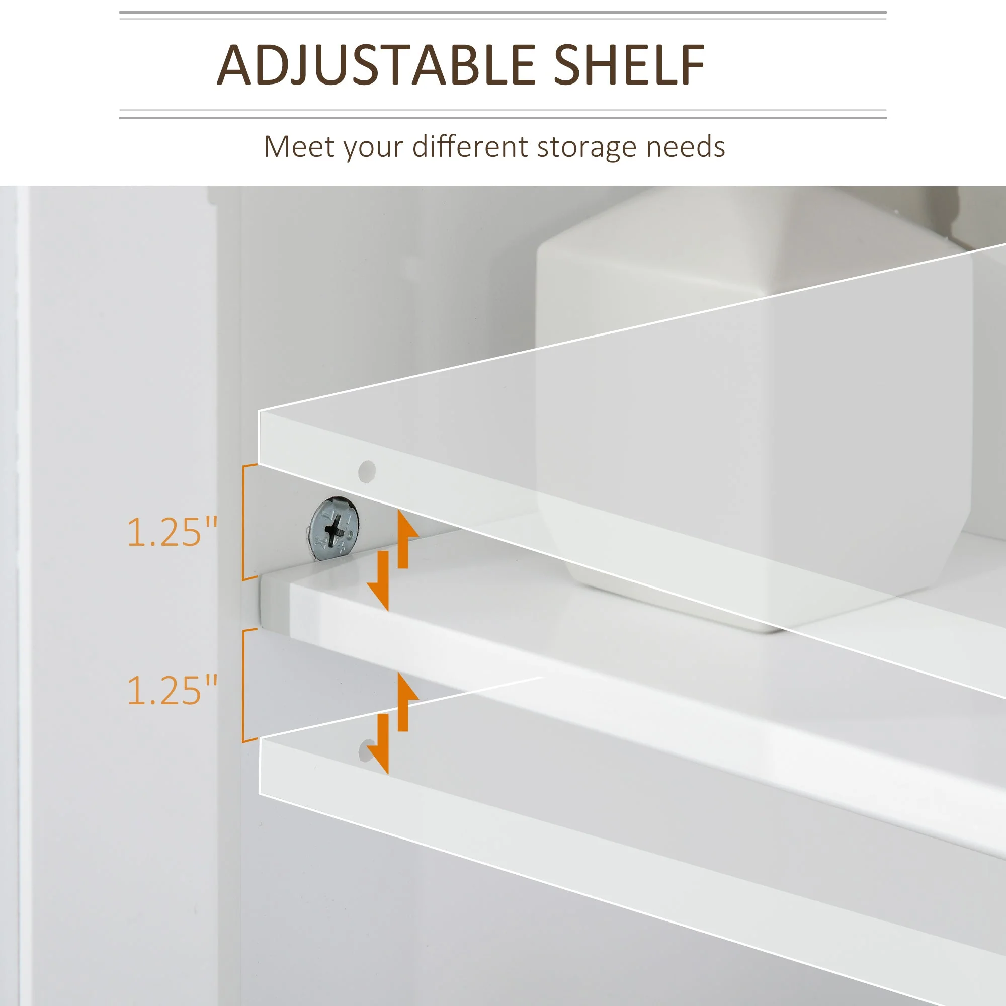 kleankin Bathroom Pedestal Under Sink Cabinet Storage Standing Unit w/ 2 Door Space Saver - Image 6