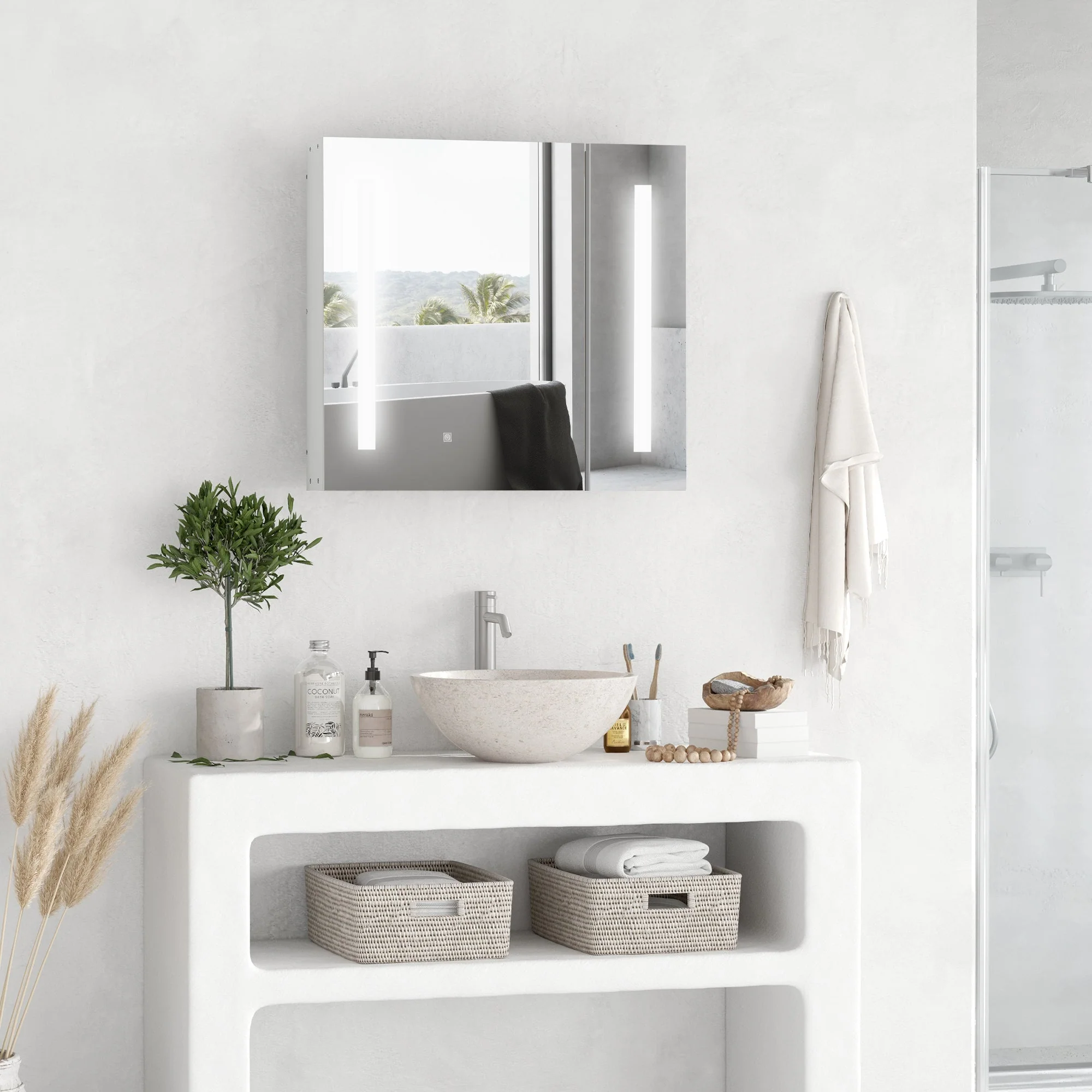 kleankin Illuminated Bathroom Mirror Cabinet 650 x 700Hmm LED Bathroom Mirror with Lights Touch Switch - Image 2