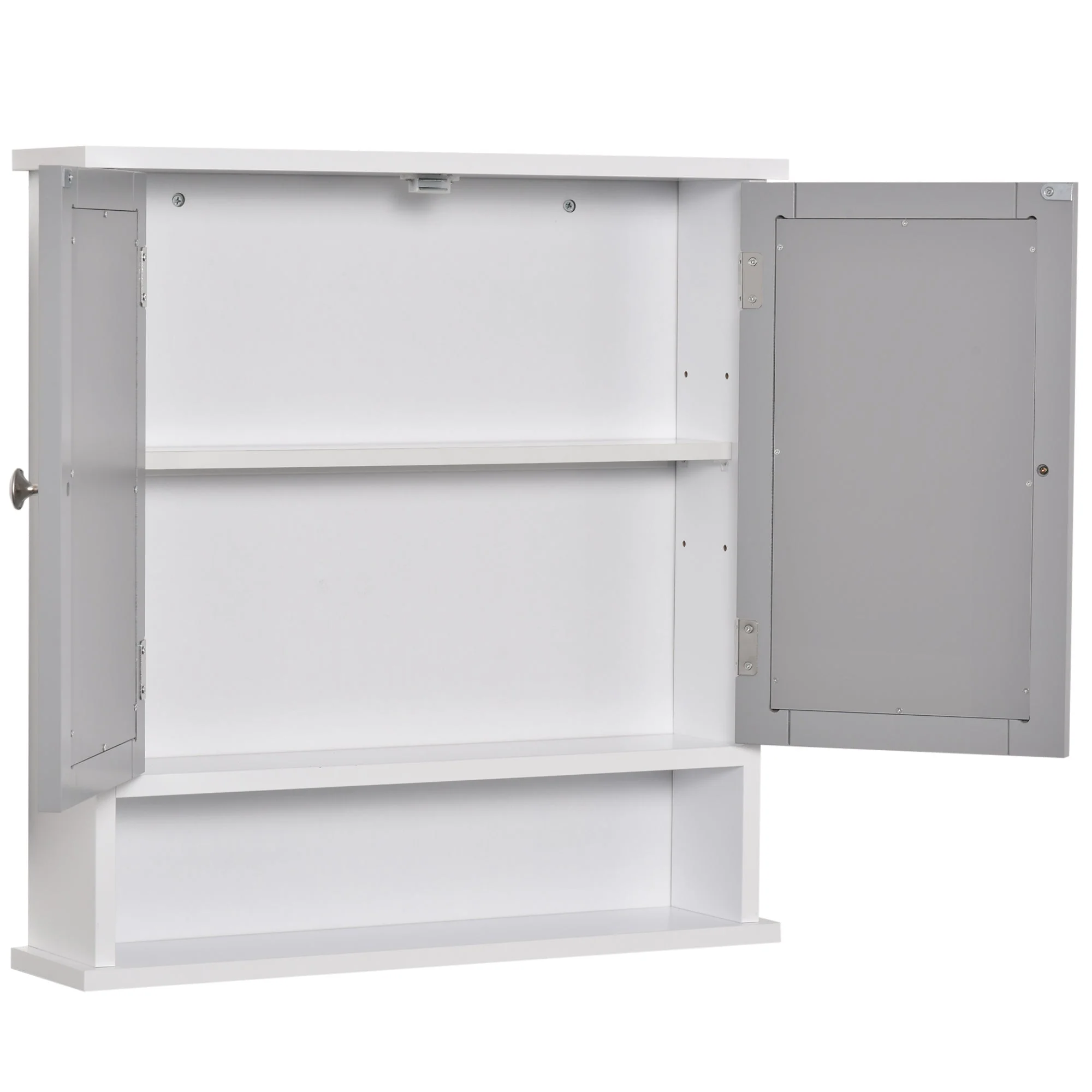kleankin Mirror Cabinet Wall Mounted with Double Mirrored Doors - Image 6