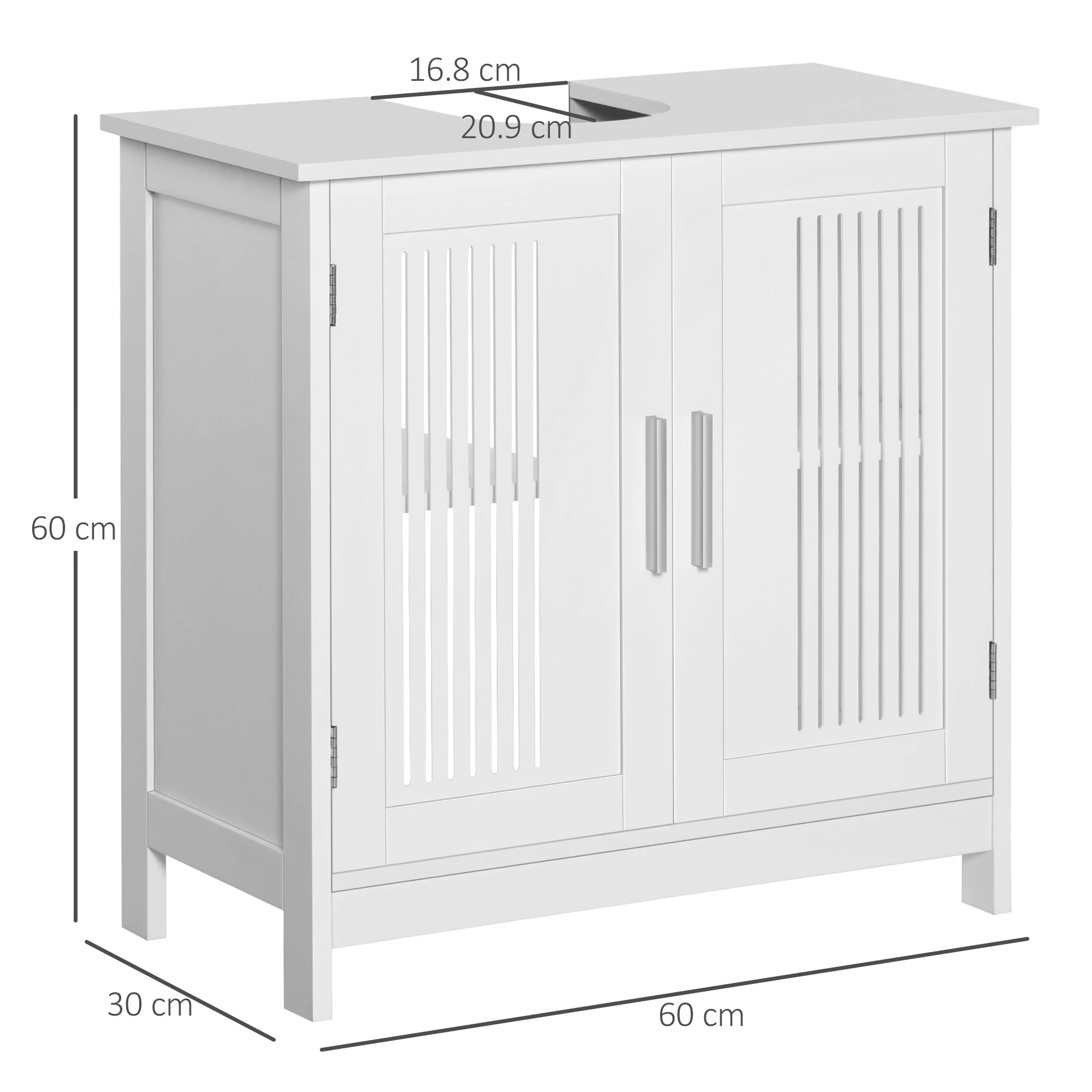 kleankin Modern Under Sink Cabinet with 2 Doors - Image 3