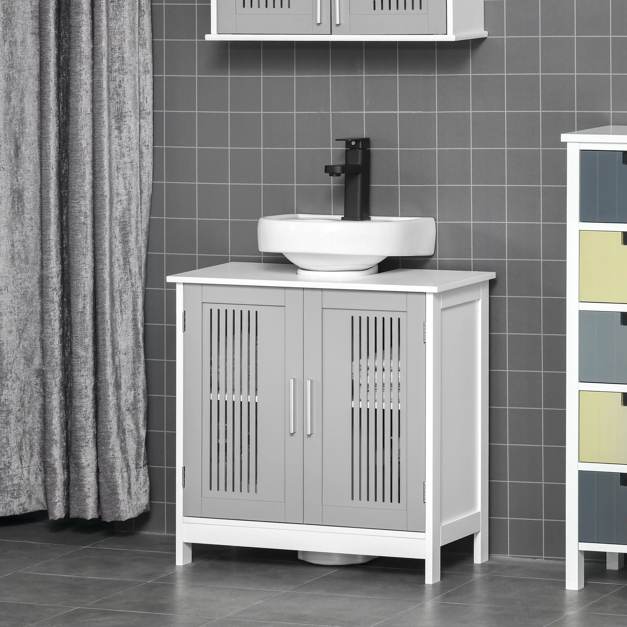 kleankin Modern Under Sink Cabinet with 2 Doors - Image 2