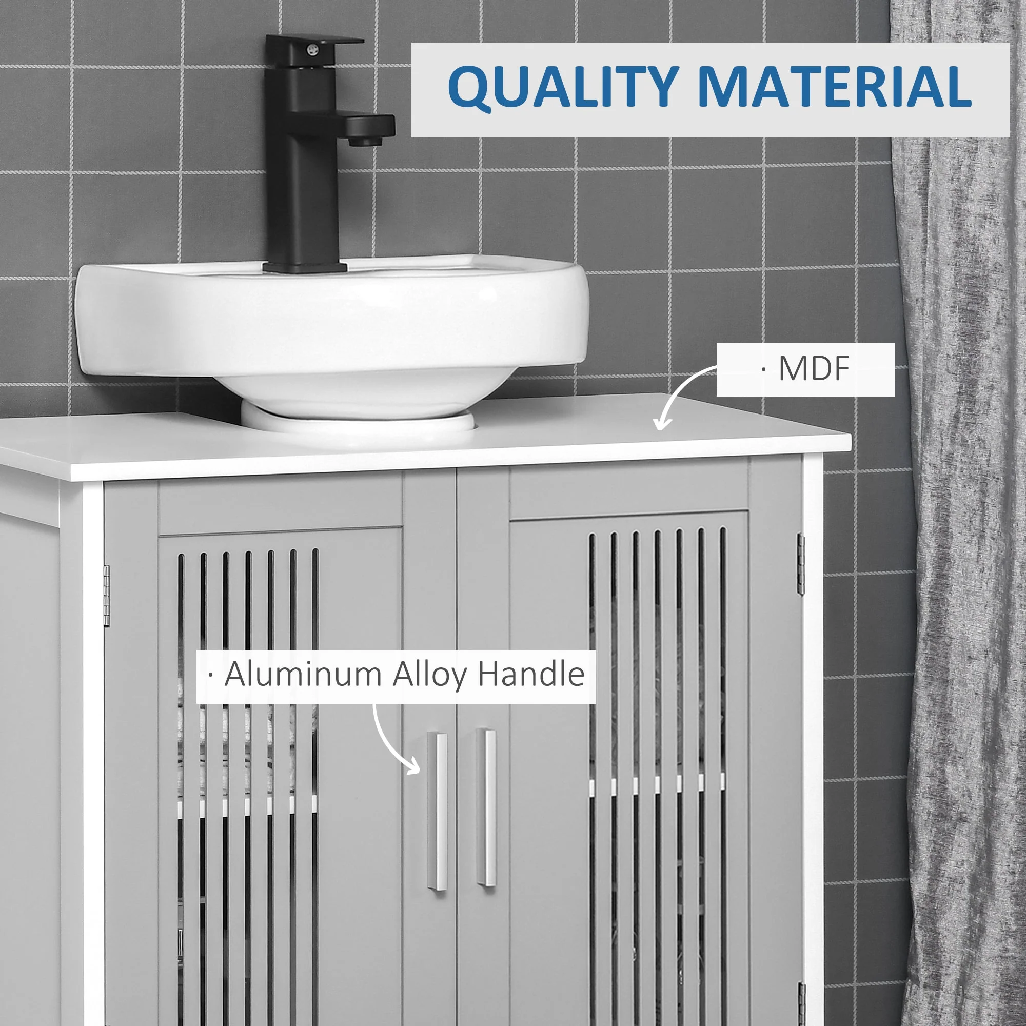 kleankin Modern Under Sink Cabinet with 2 Doors - Image 6