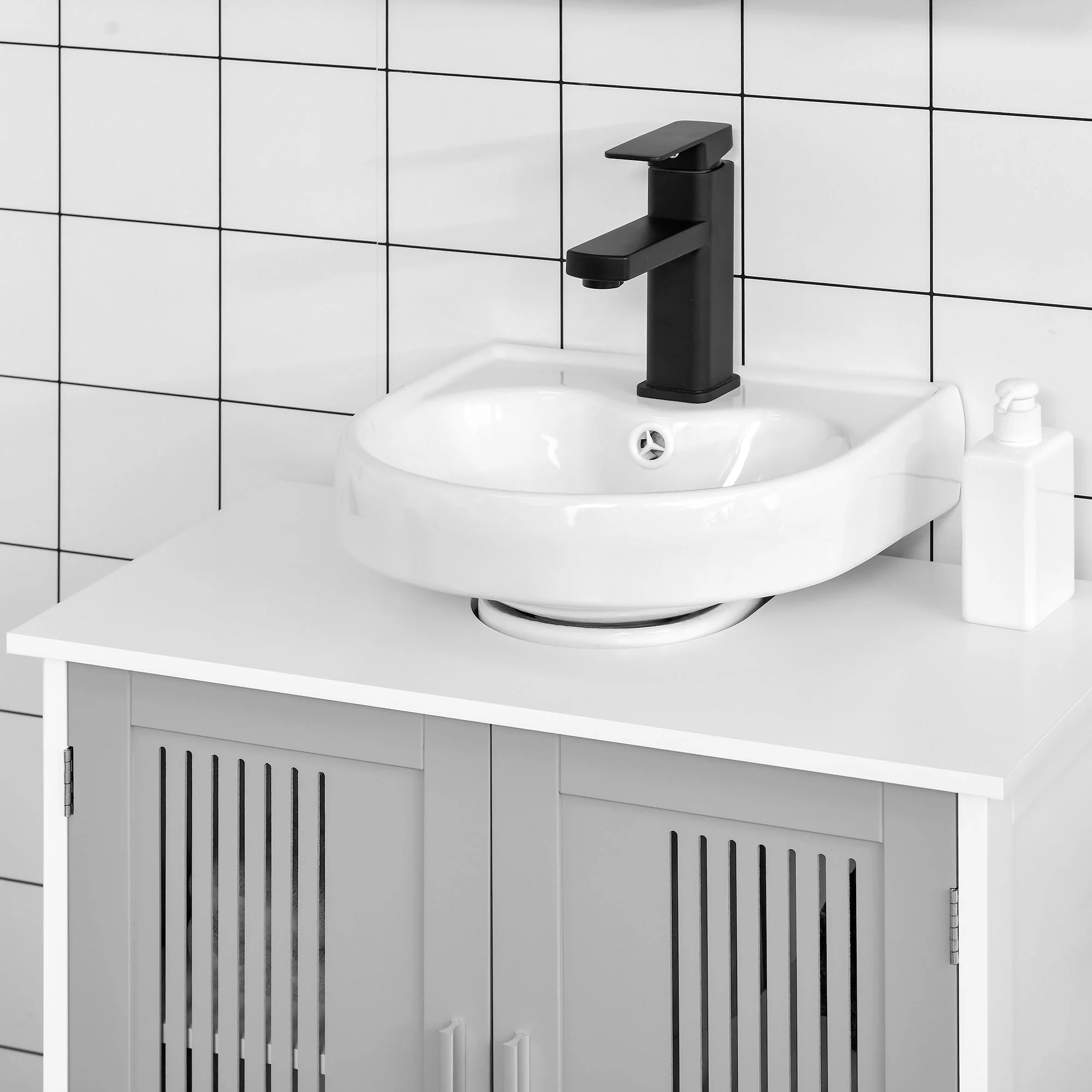 kleankin Modern Under Sink Cabinet with 2 Doors - Image 8