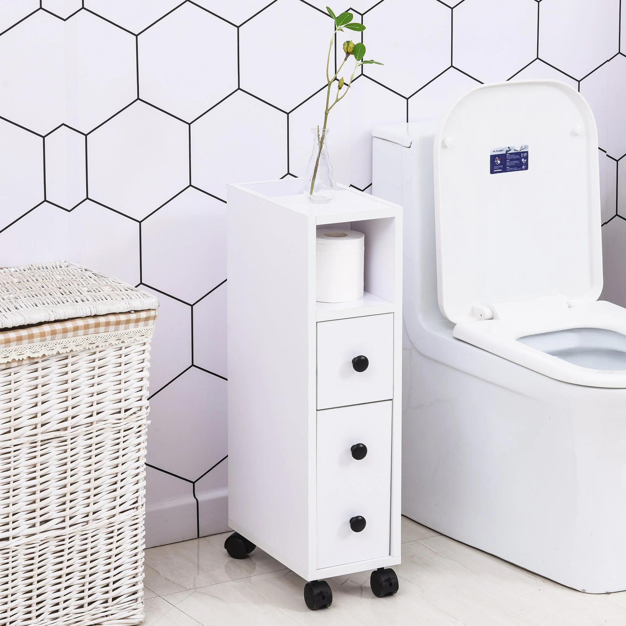 kleankin Particle Board Compact Bathroom Drawers White