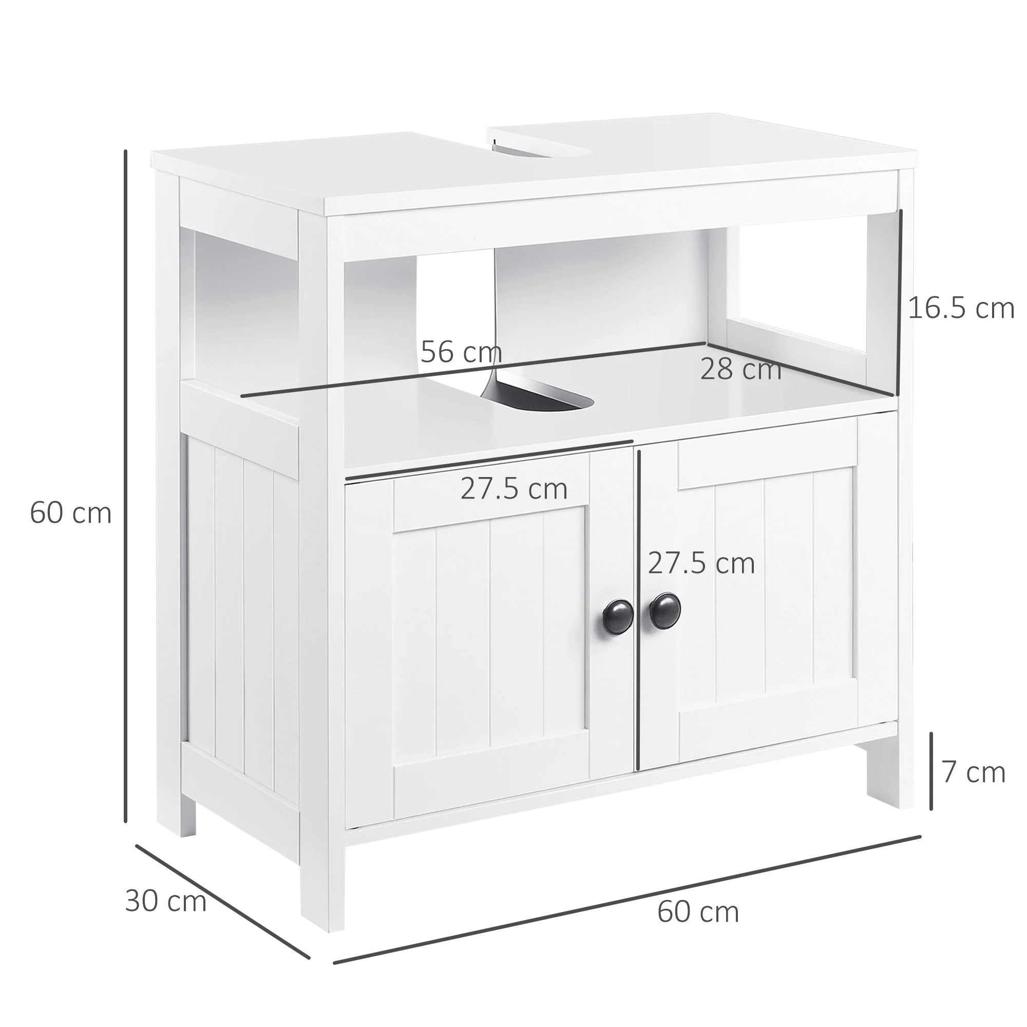 kleankin Pedestal Under Sink Cabinet with Double Doors - Image 3