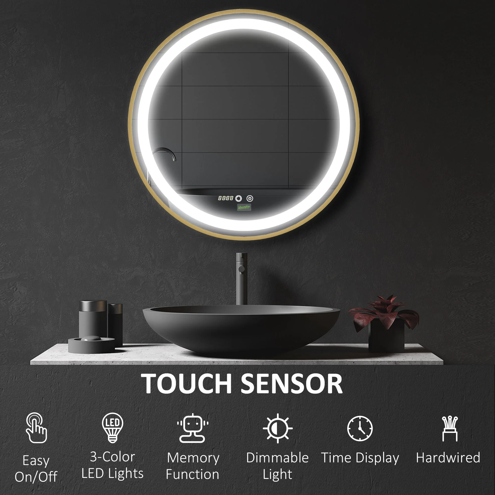 kleankin Round LED Bathroom Mirror - Image 4