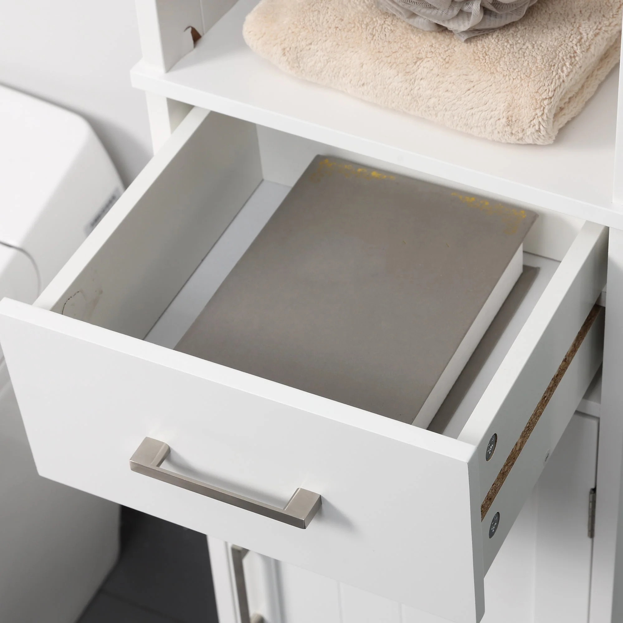 kleankin Tall Bathroom Storage Cabinet with 3 Tier Shelf - Image 9