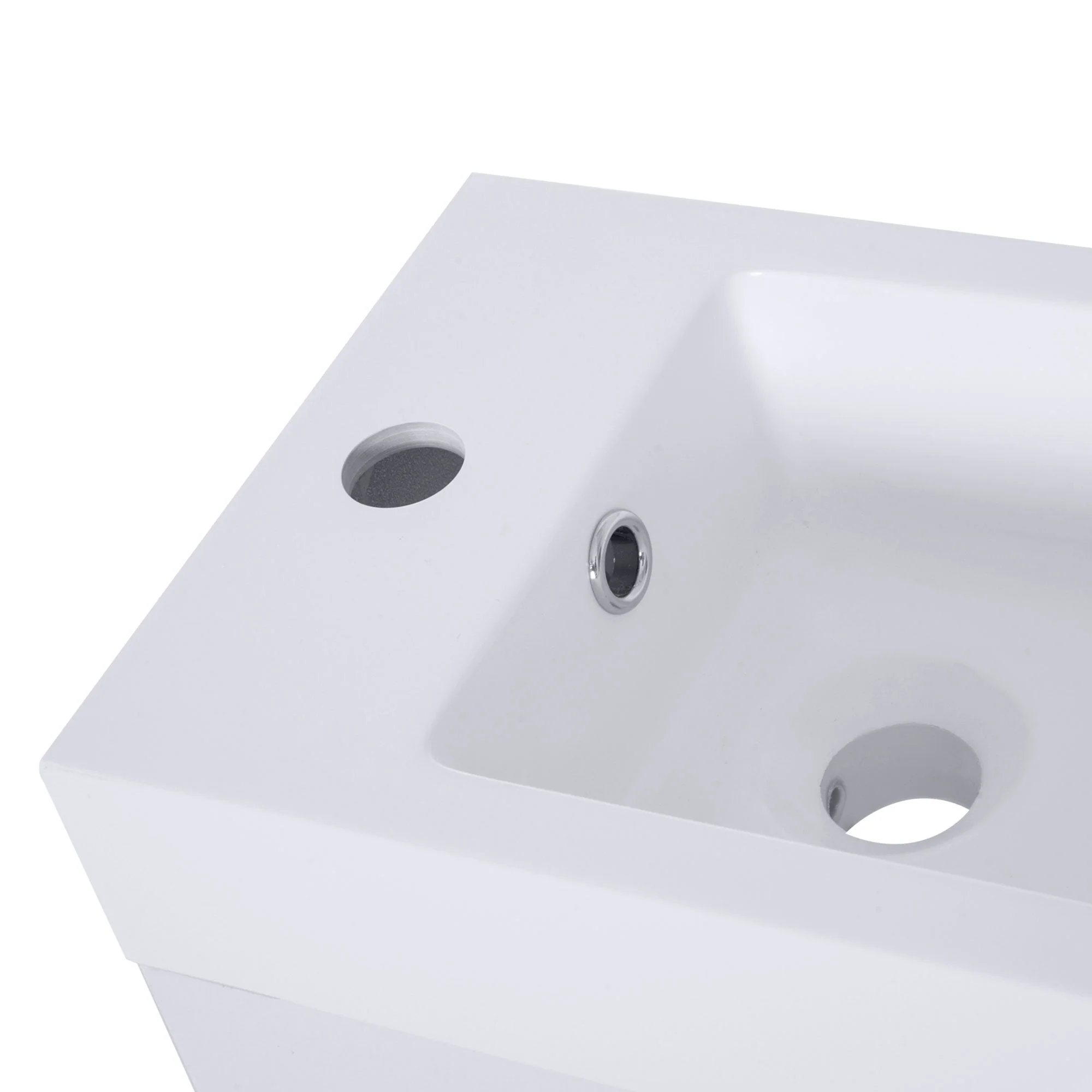 kleankin Under Sink Bathroom Vanity Unit Ceramic Basin Sink Cloakroom Storage Cabinet Home Furniture - Image 6