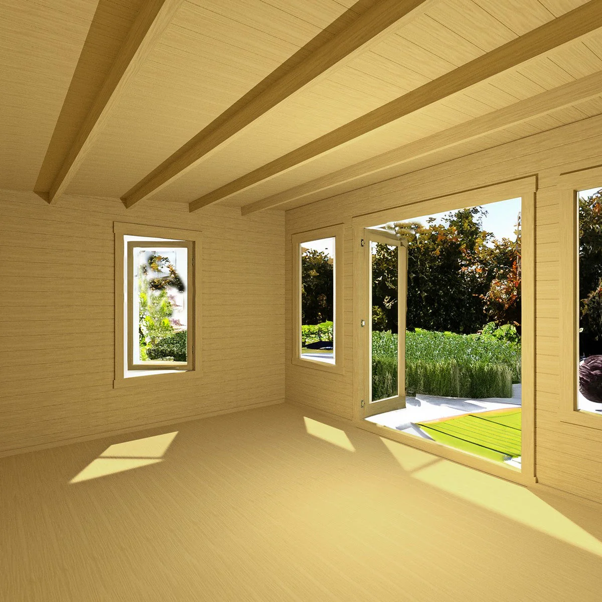Shire Emneth 12' 9" x 9' 9" Pent Log Cabin - Premium 19mm Cladding Log Clad - Image 10