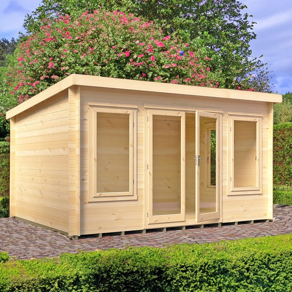 Shire Emneth 12' 9" x 9' 9" Pent Log Cabin - Premium 19mm Cladding Log Clad - Image 8