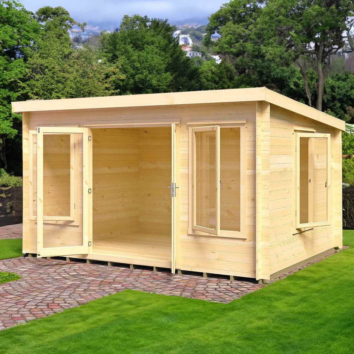 Shire Emneth 12' 9" x 9' 9" Pent Log Cabin - Premium 19mm Cladding Log Clad - Image 9