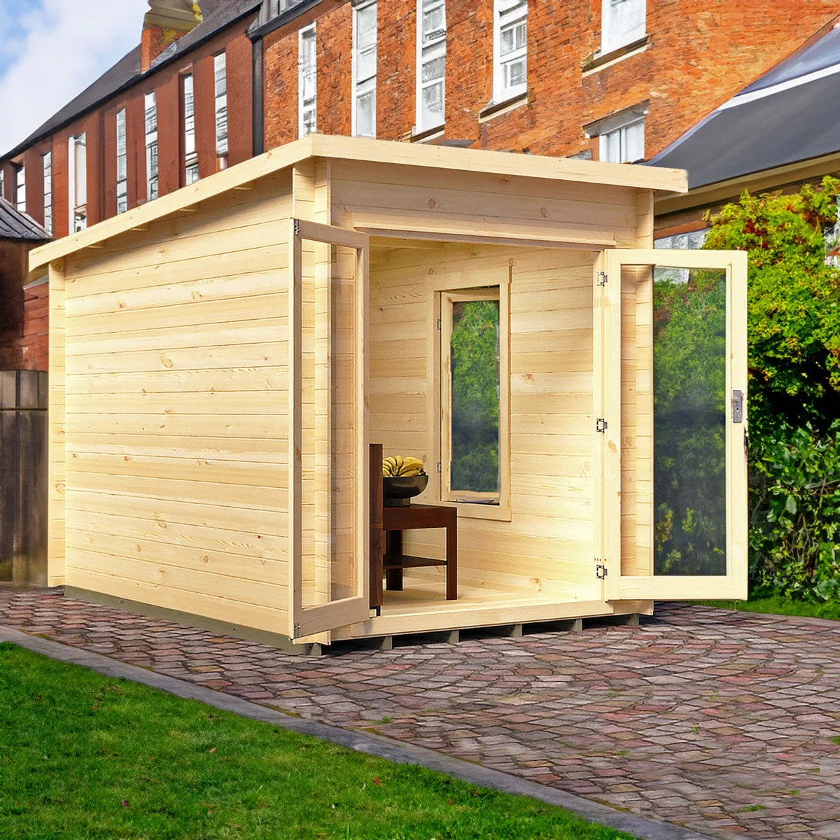 Shire Emneth 6' 10" x 9' 9" Pent Log Cabin - Premium 19mm Cladding Log Clad - Image 2