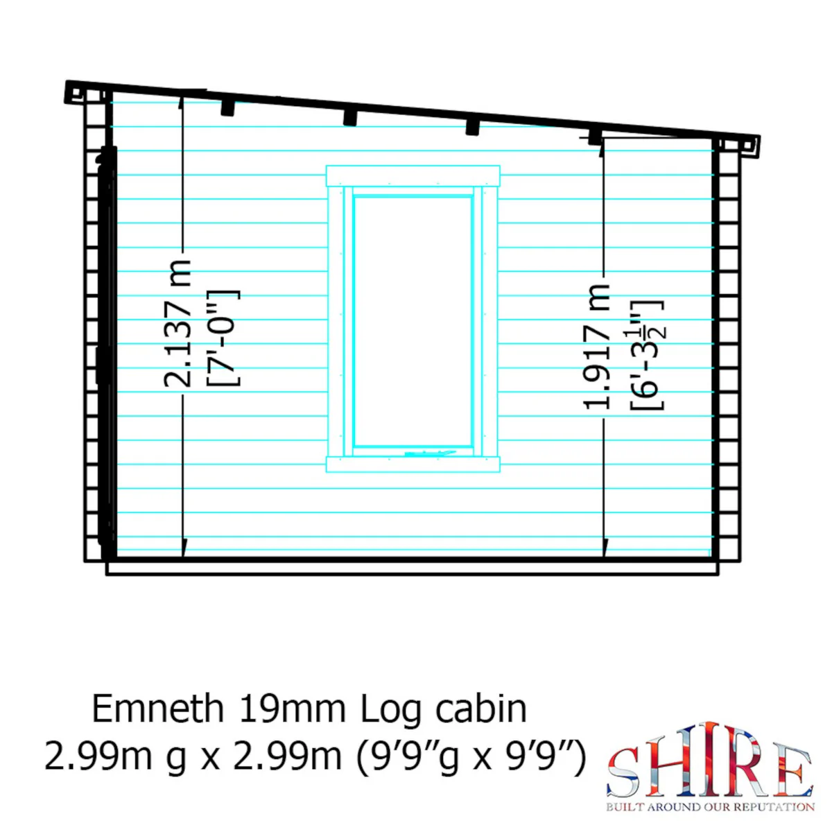 Shire Emneth 9' 9" x 9' 9" Pent Log Cabin - Premium 19mm Cladding Log Clad - Image 5