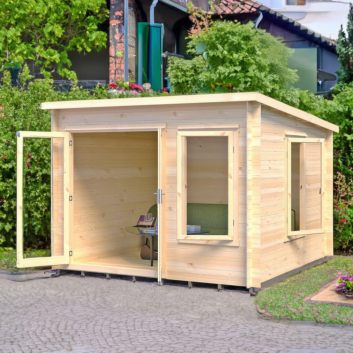 Shire Emneth 9' 9" x 9' 9" Pent Log Cabin - Premium 19mm Cladding Log Clad - Image 9