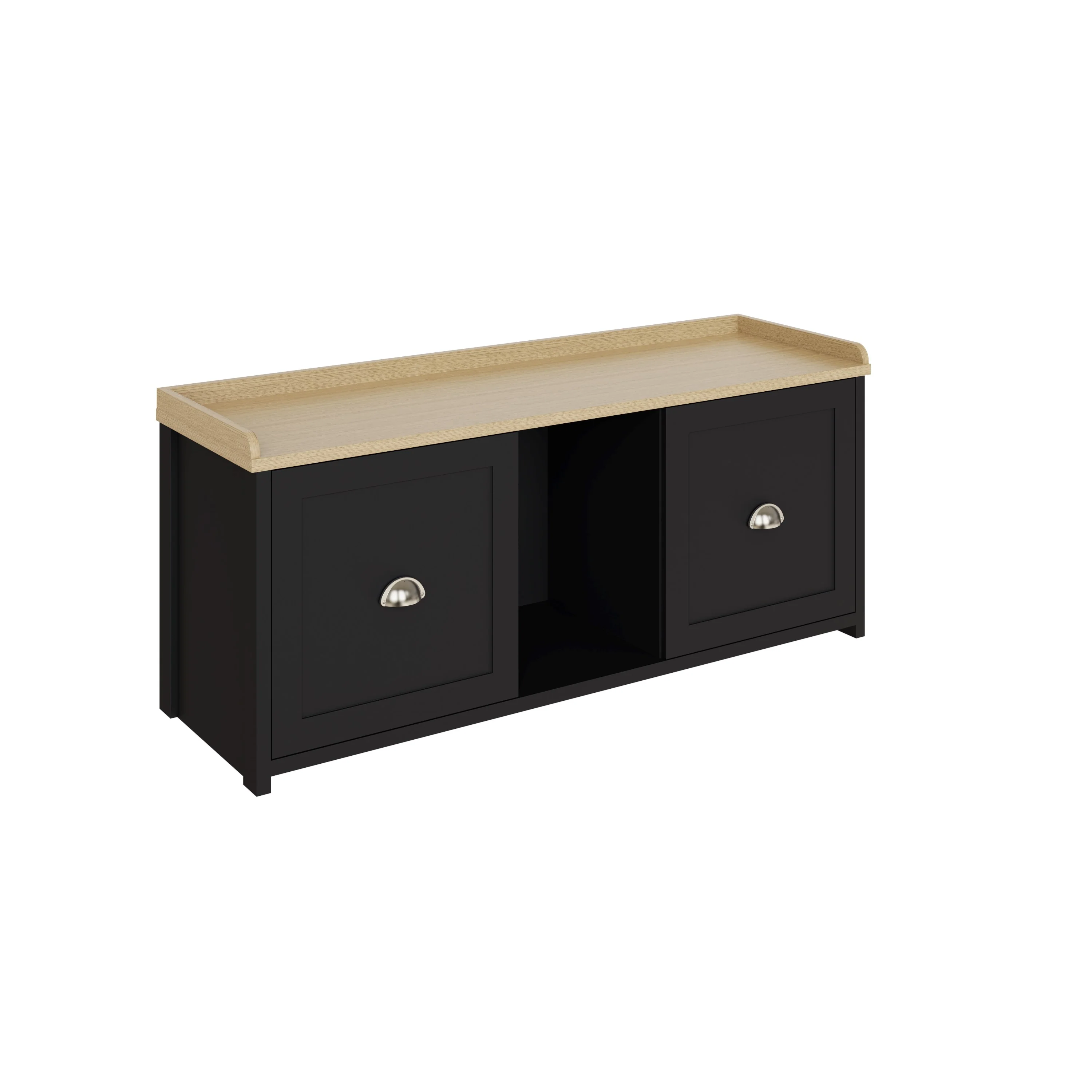 Lancaster Large Shoe Storage Black 2 Doors 7 Shelves