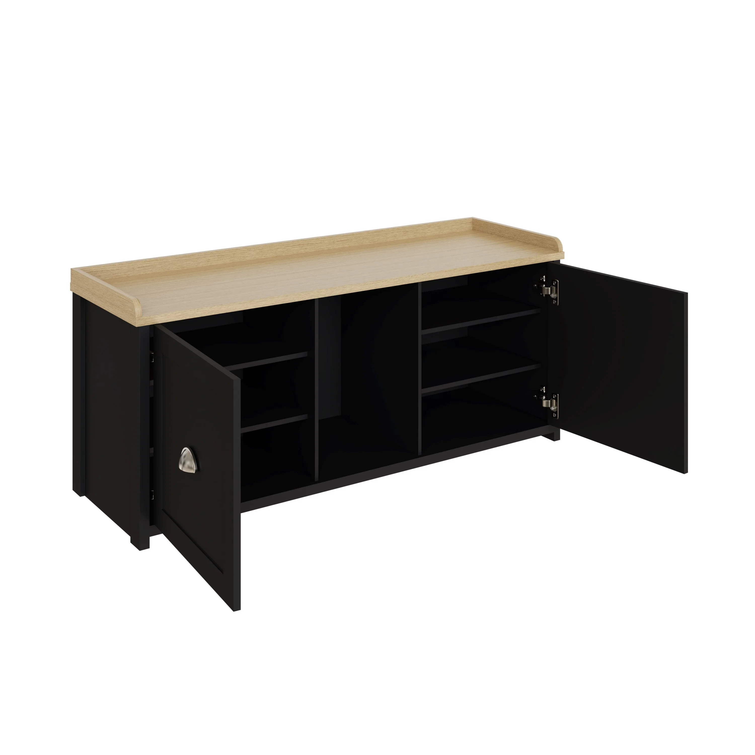 Lancaster Large Shoe Storage Black 2 Doors 7 Shelves - Image 2