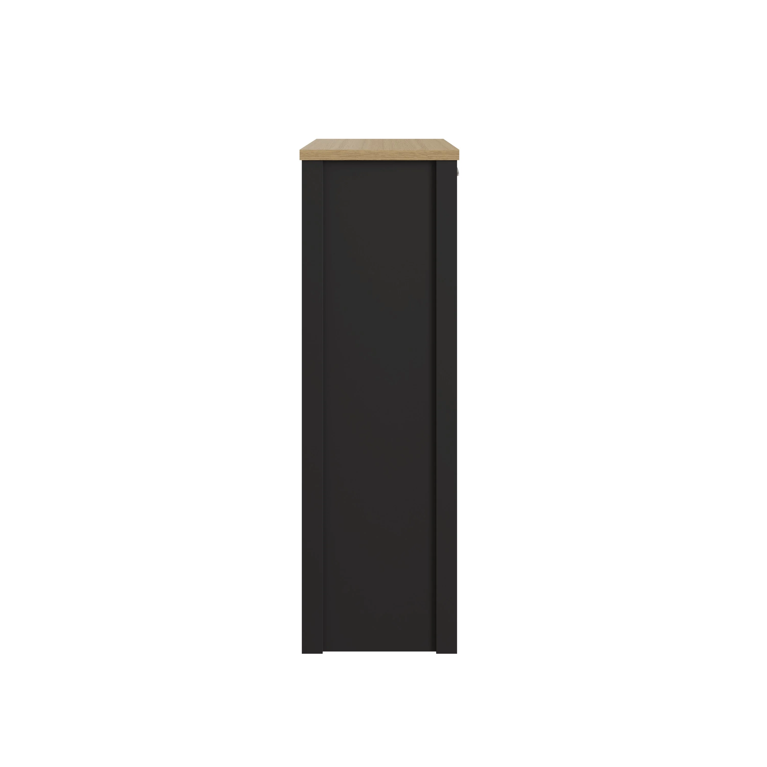 Lancaster Tall Shoe Storage Black & Oak 2 Doors 6 Shelves - Image 4