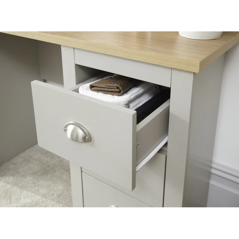 Lancaster Desk Grey 4 Drawers 1 Door - Image 5