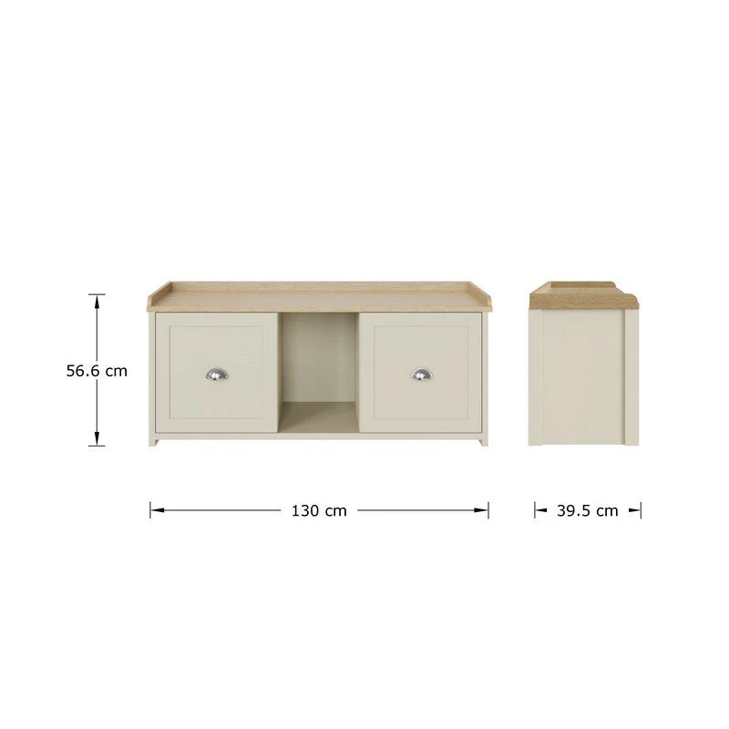 Lancaster Hall Bench Cream 2 Shelves - Image 11