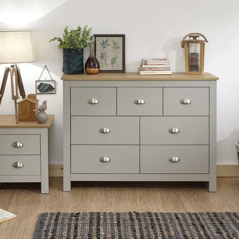 Lancaster Large Chest of Drawers Grey 7 Drawers - Image 10