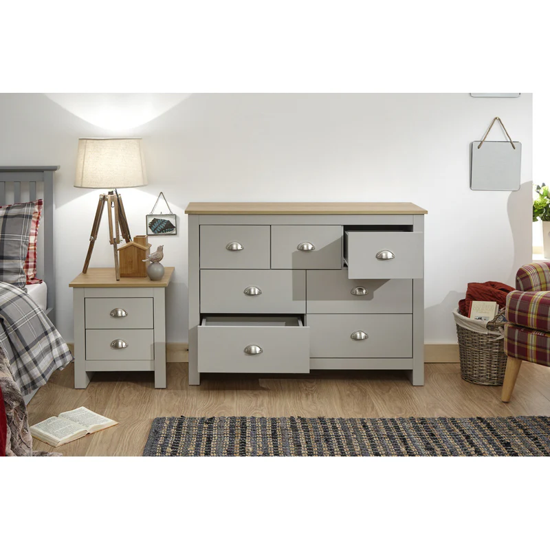 Lancaster Large Chest of Drawers Grey 7 Drawers - Image 9