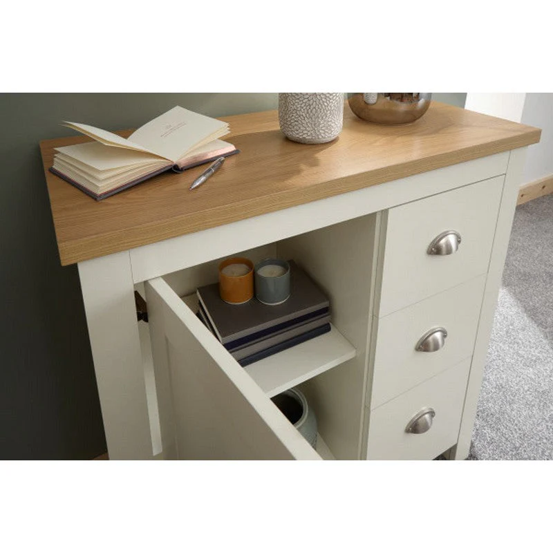 Lancaster Sideboard Cream 1 Door 2 Shelves 3 Drawers - Image 7