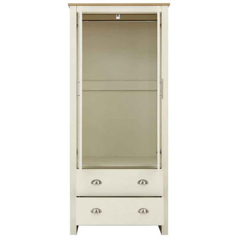 Lancaster Tall Wardrobe Cream 2 Doors 2 Drawers - Image 10