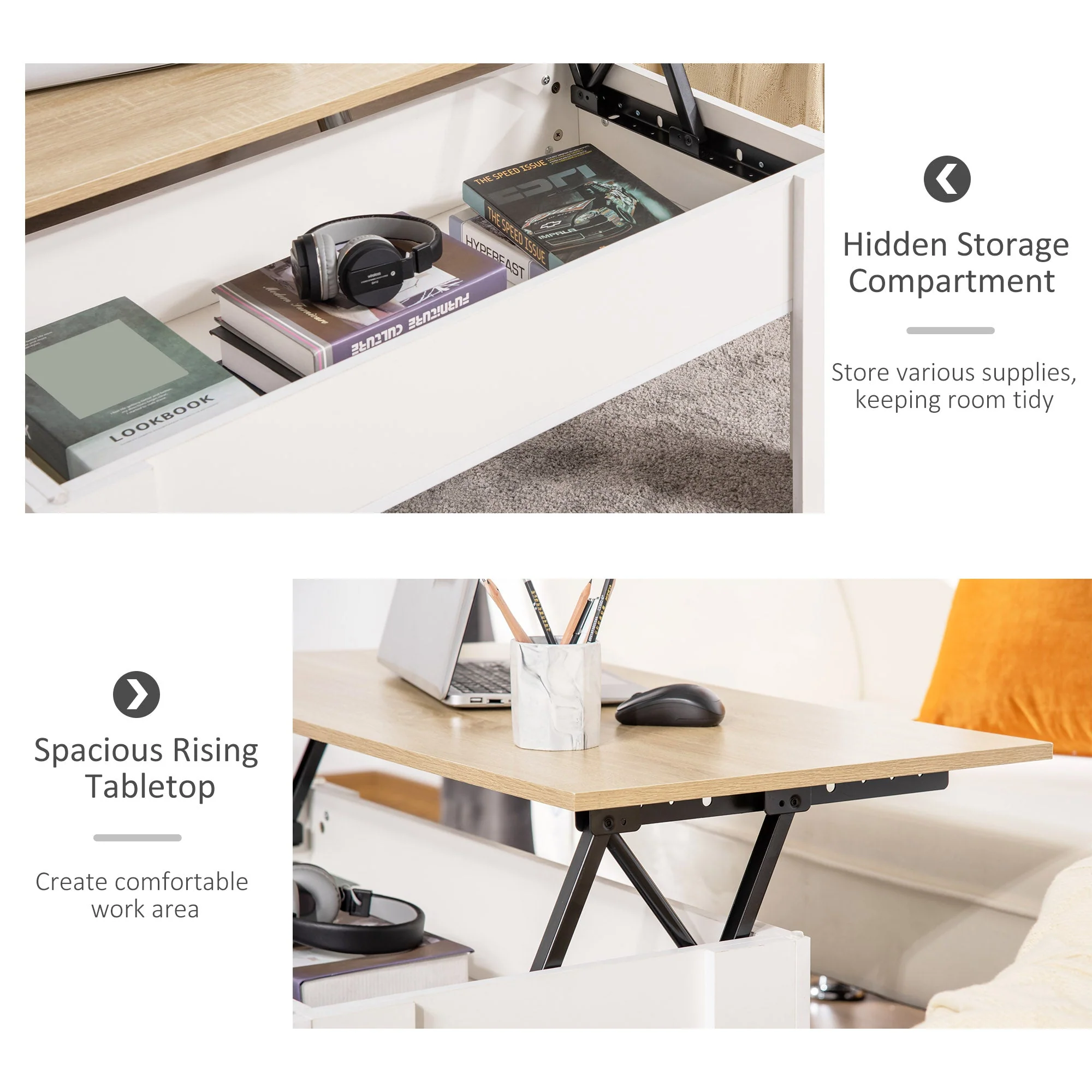 Lift Top Coffee Table with Hidden Storage Compartment - Image 5
