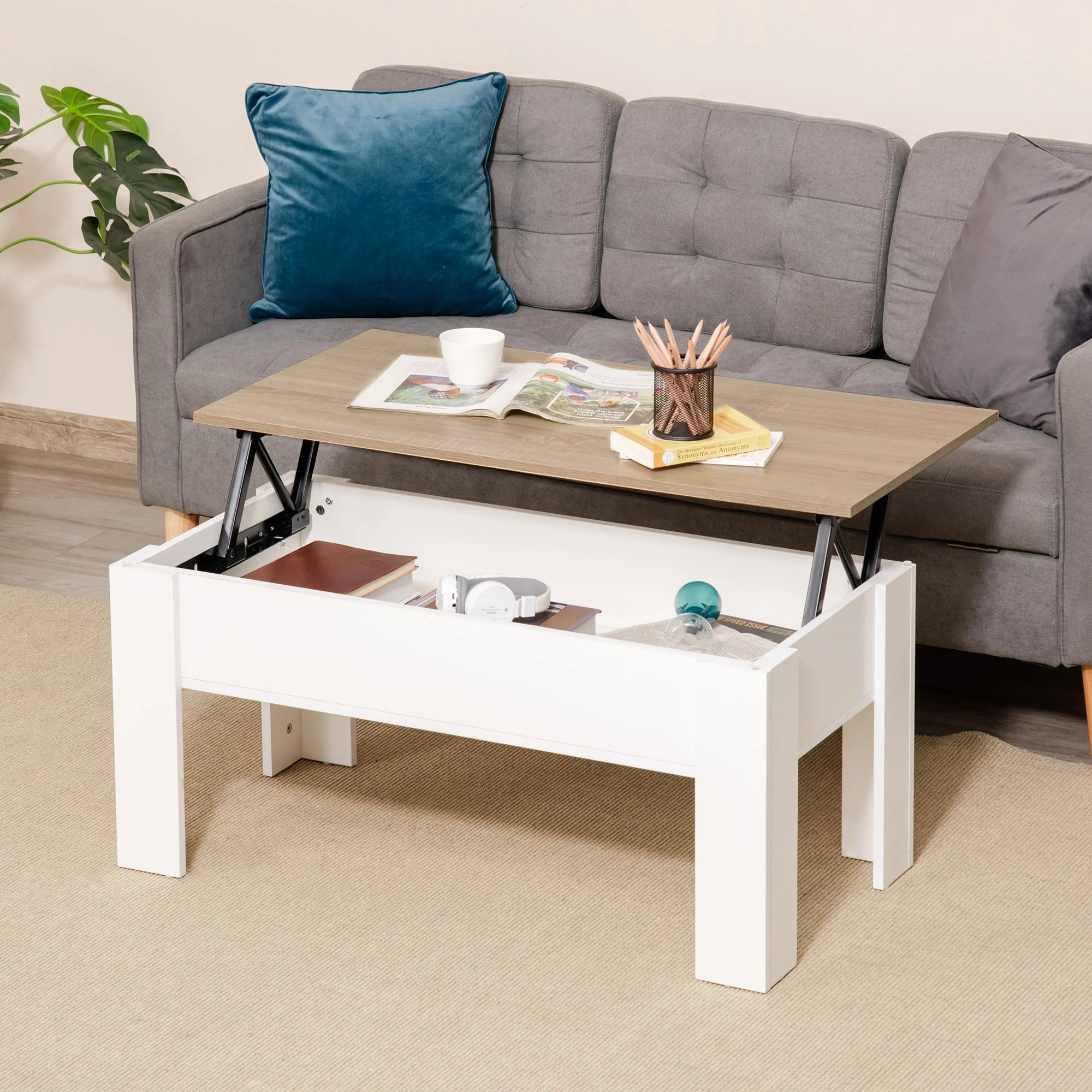 Lift Top Coffee Table with Hidden Storage Compartment - Image 9