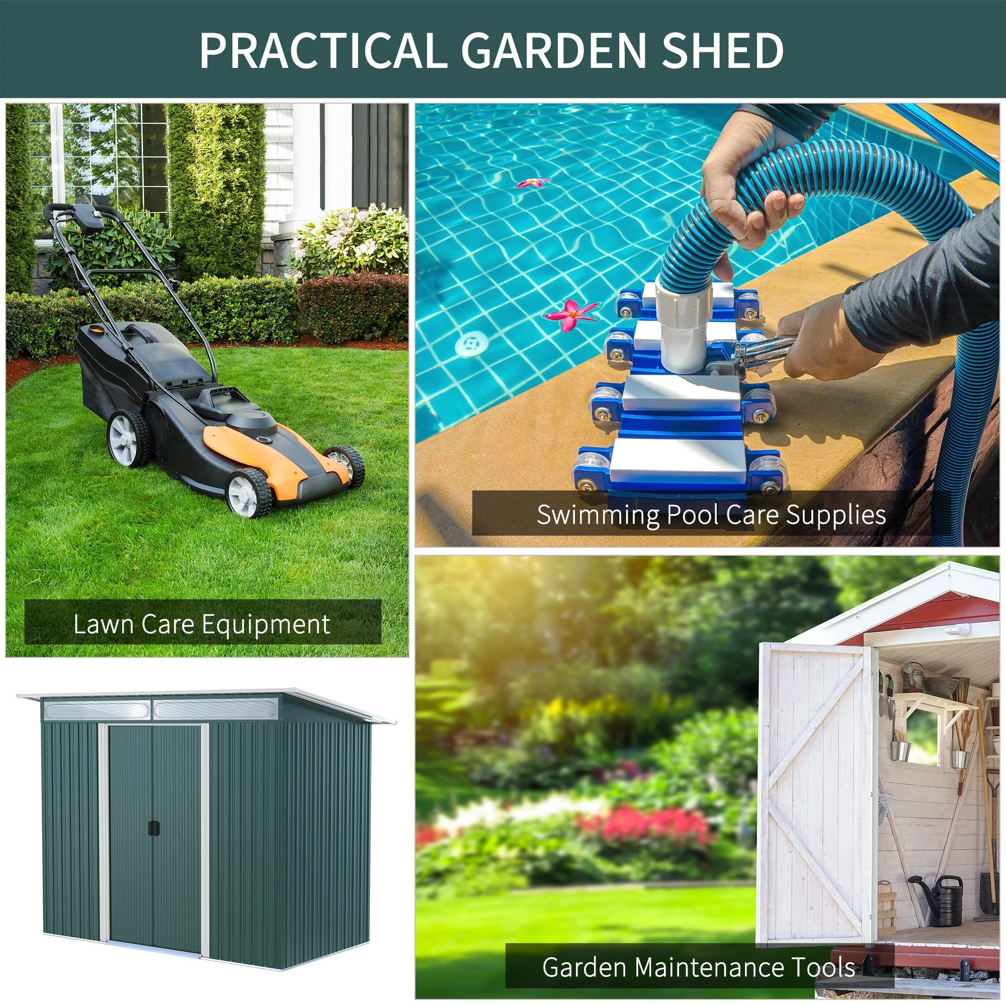 Lightsky 8.5 x 4' Double Door Pent Garden Shed Steel Green by Steadfast - Image 5
