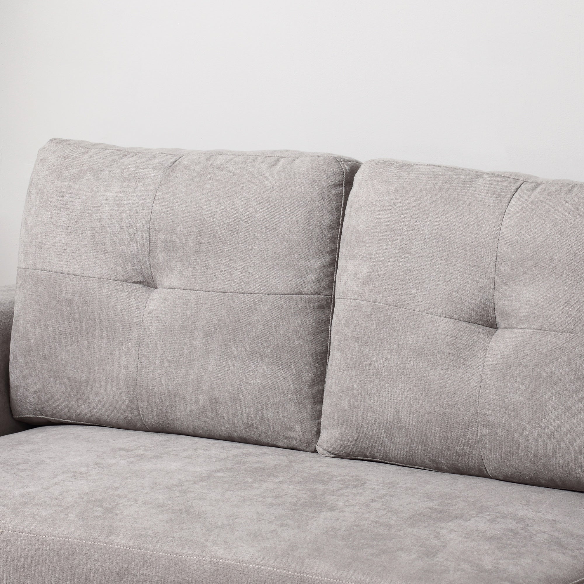Linen-Look 'L' Storage Sofa Bed - Light Grey - Image 7