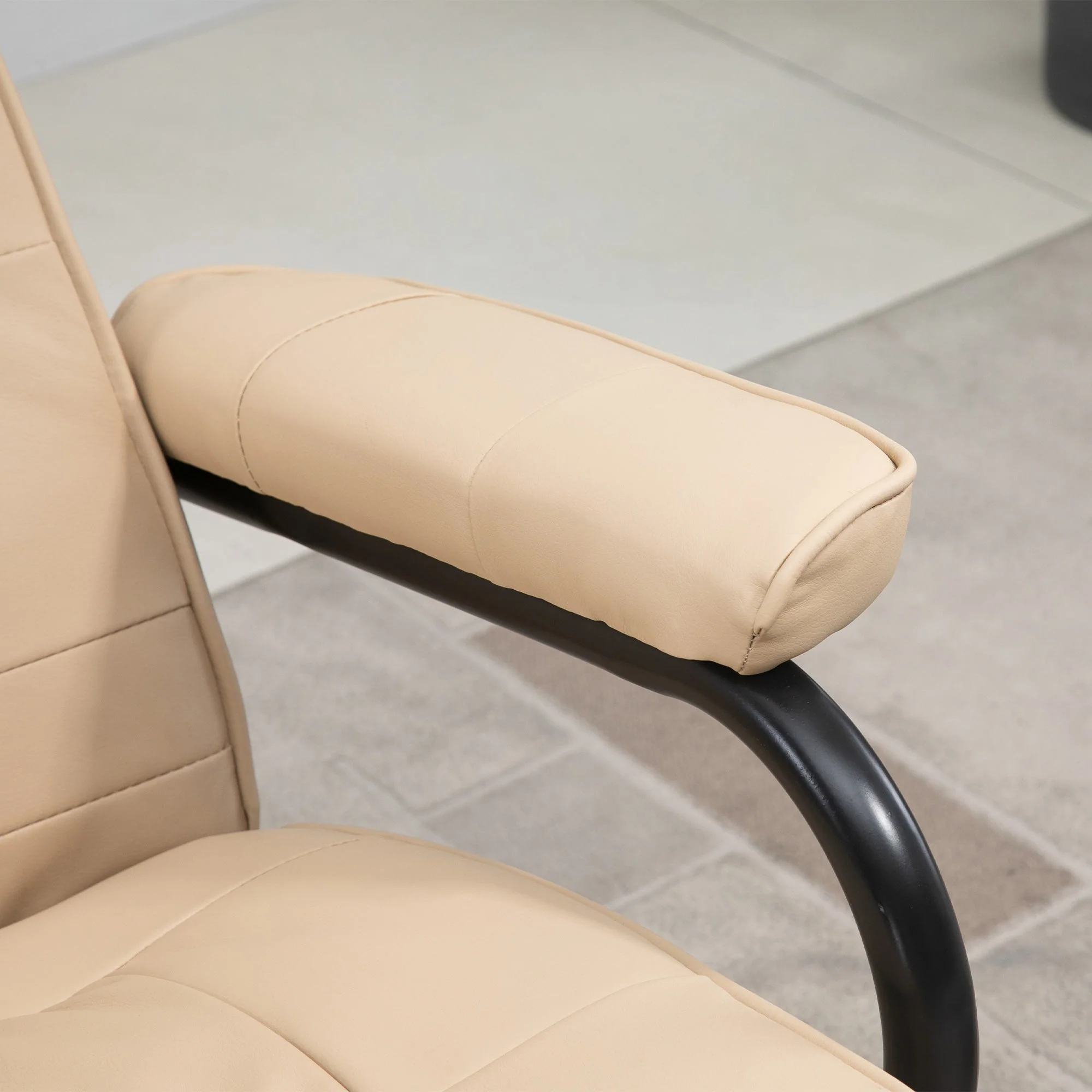 Manual Sofa Reclining Armchair PU Leather Massage Recliner Chair and Ottoman - Image 7
