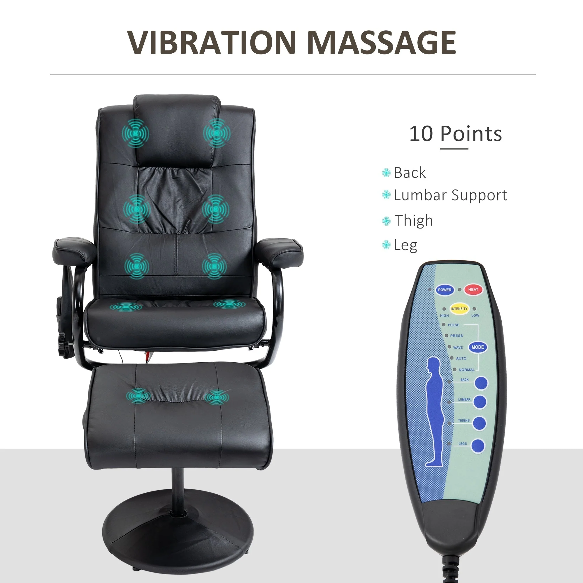 Manual Sofa Reclining Armchair PU Leather Massage Recliner Chair and Ottoman - Image 4