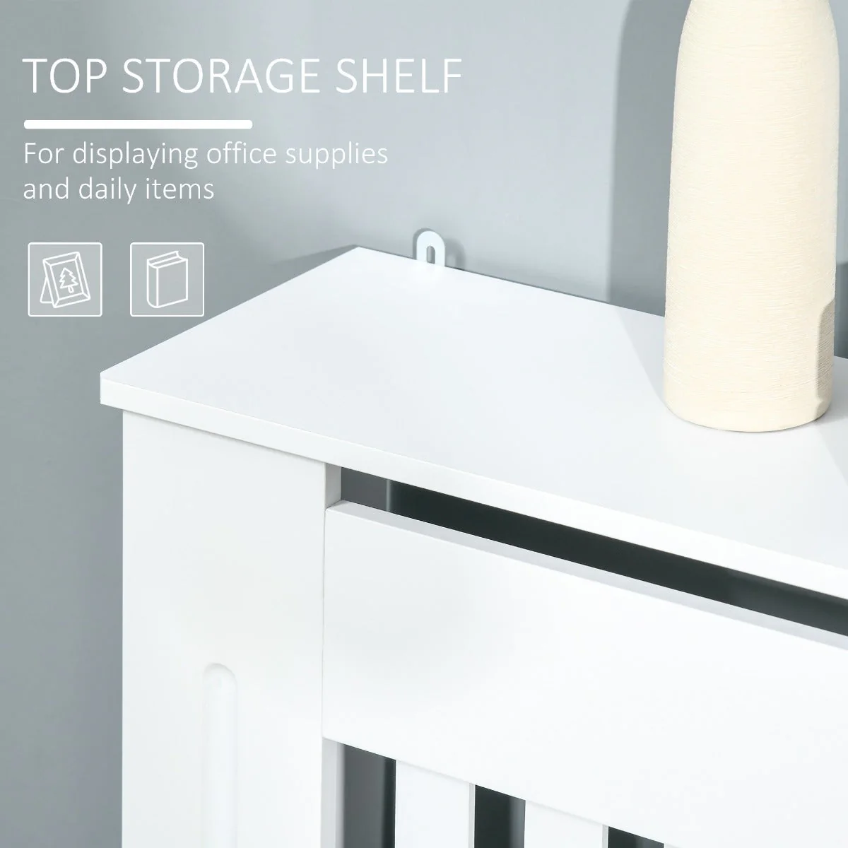 Medium-density fibreboard Radiator Cover 78Lx19Wx81H cm -White - Image 5