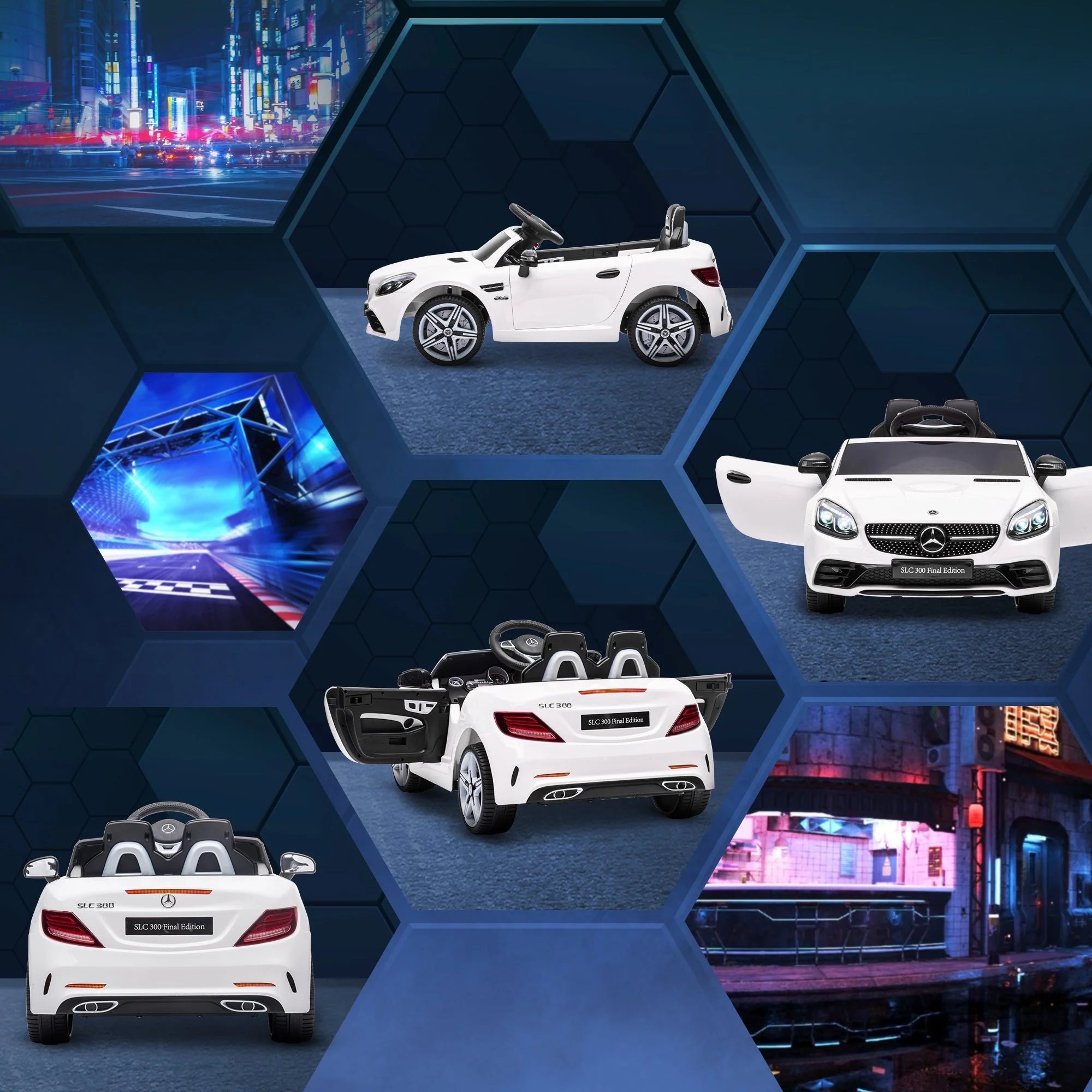 Mercedes Benz SLC 300 Ride On Electric Car With Parent Remote 3 To 6 Years White by Aiyaplay - Image 6
